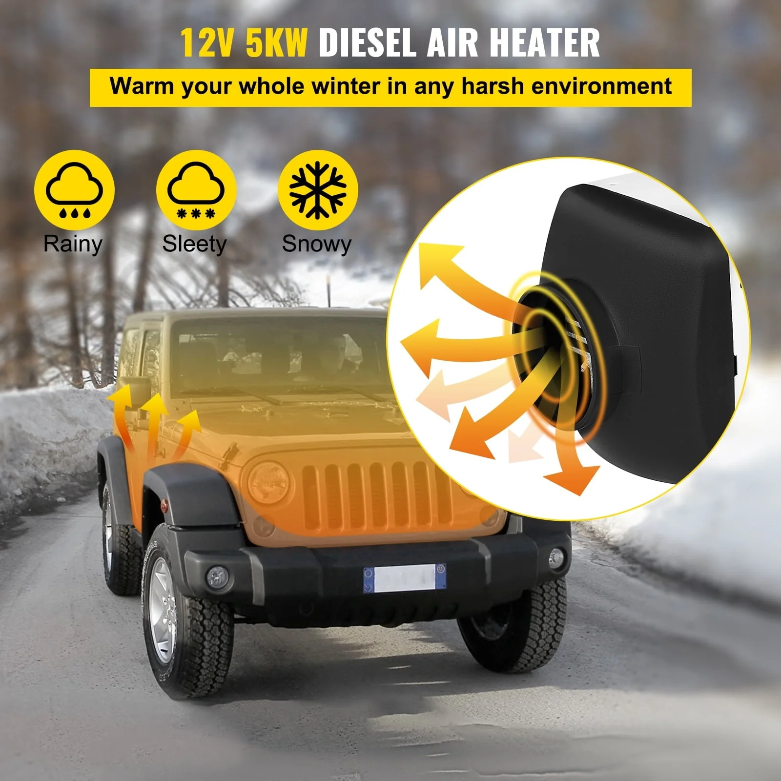 VEVORbrand 5KW Diesel Air Heater 10L Tank Diesel Heater 12V Diesel Parking Heater Muffler with LCD Thermostat and Remote Control for RV Bus Trailer Motor-home and Boats - Image 2