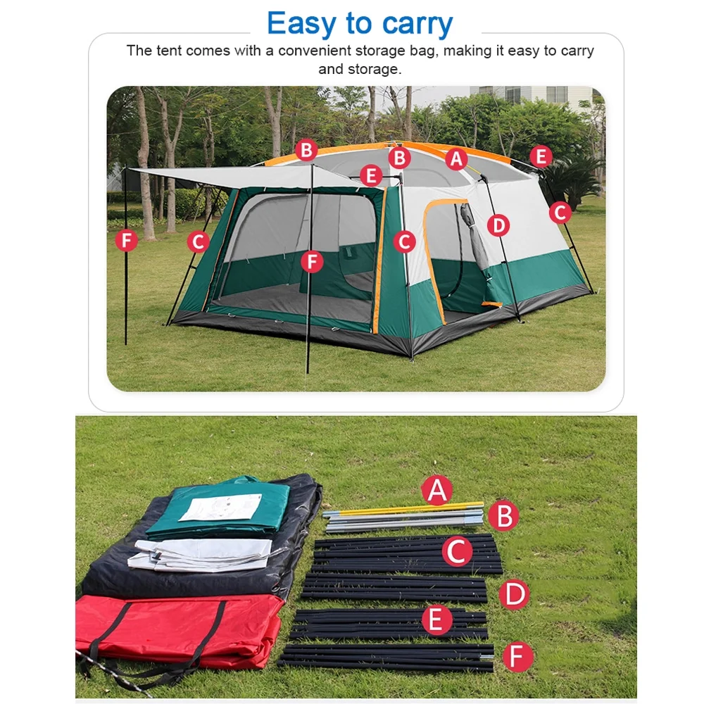Eccomum 12-Person Family Cabin Tent with Divided Curtains - Image 6