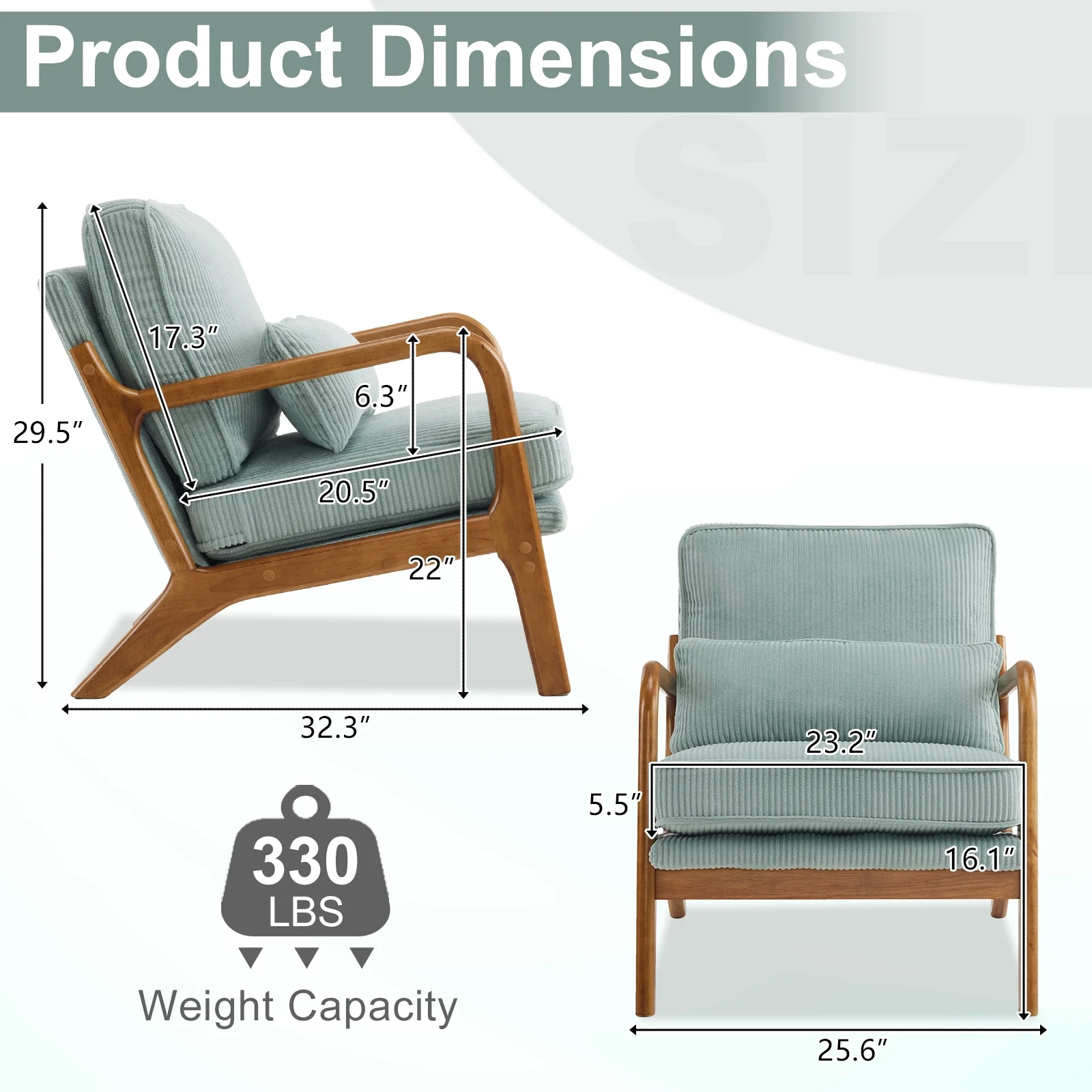 Ktaxon Accent Chair Corduroy Upholstered Armchair, Reading Club Chair with Pillow and Solid Wood Frame for Living Room Bedroom Furniture Off White - Image 165