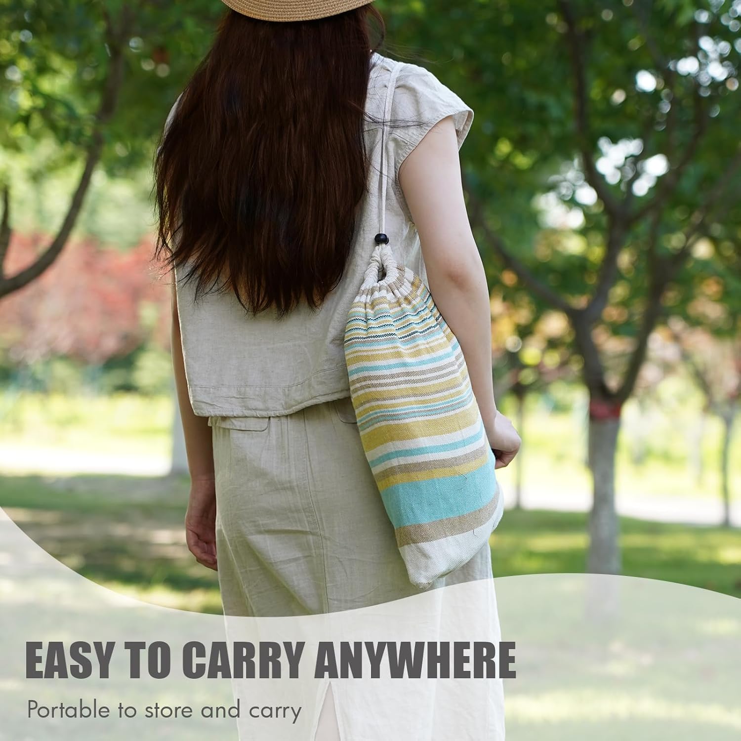 Portable Lightweight 2-Person Hanging Hammock Thick Cotton Canvas Parachute Nylon Fabric Swing Hammock