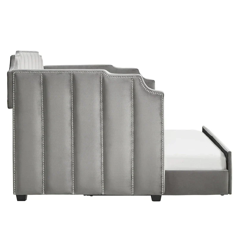 iNSPIRE Q Modern Chareau Glam Grey Velvet Daybed