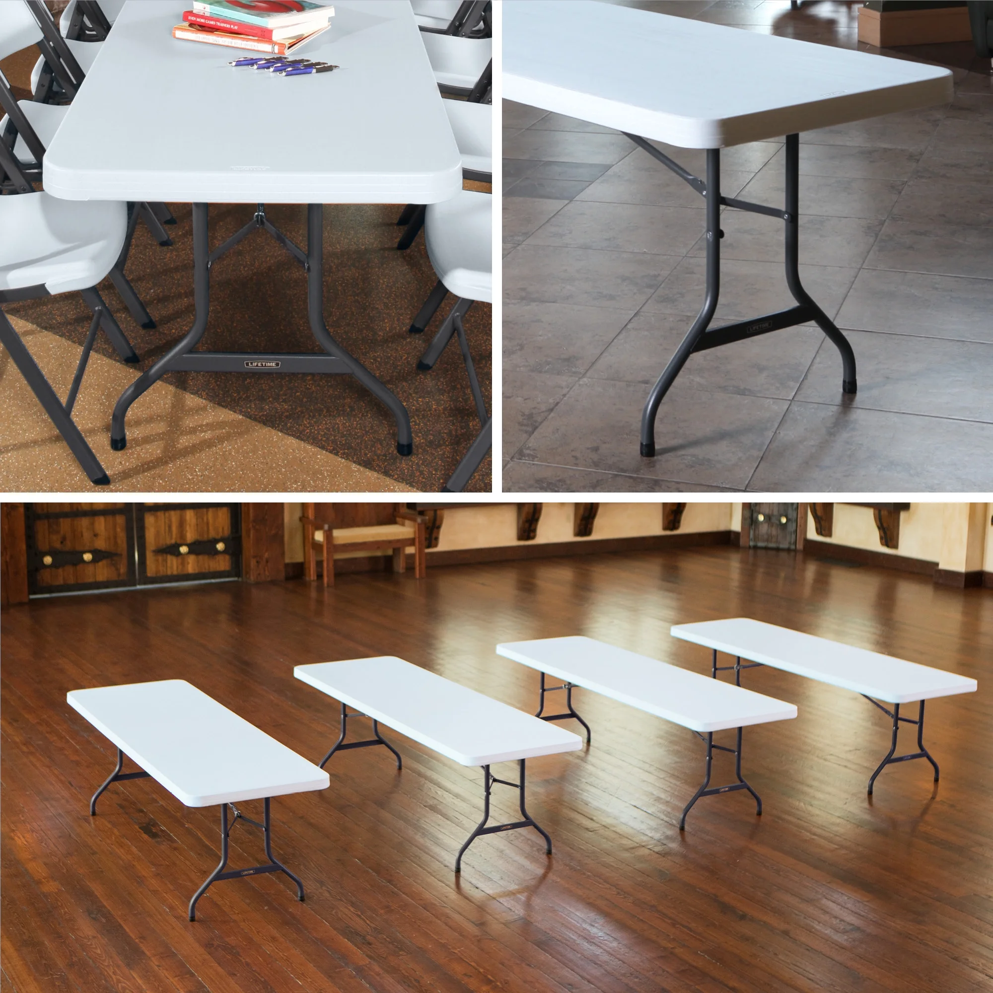 Lifetime Combo Set of (4) 8-Foot Rectangle Folding Tables & (32) Chairs, Indoor/Outdoor Use, White (80147) - Image 16