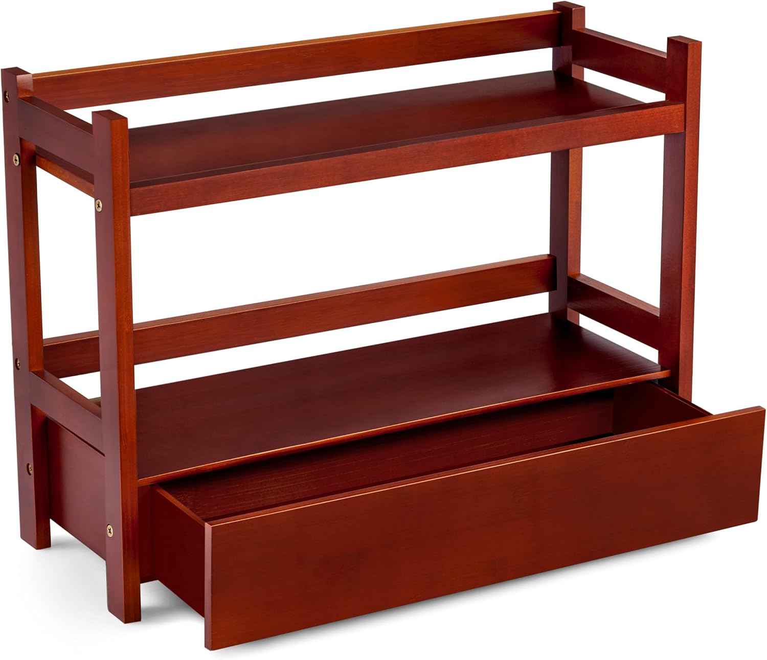 Sorbus Bamboo Bathroom Counter Organizer – 2-Tier Shelf with Hidden Drawer for Vanity, Matcha Station, Bathroom Sink Organizer Countertop, Kitchen & Office Storage (13″ L x 6.5″ W x 12.6″ H) (Black)