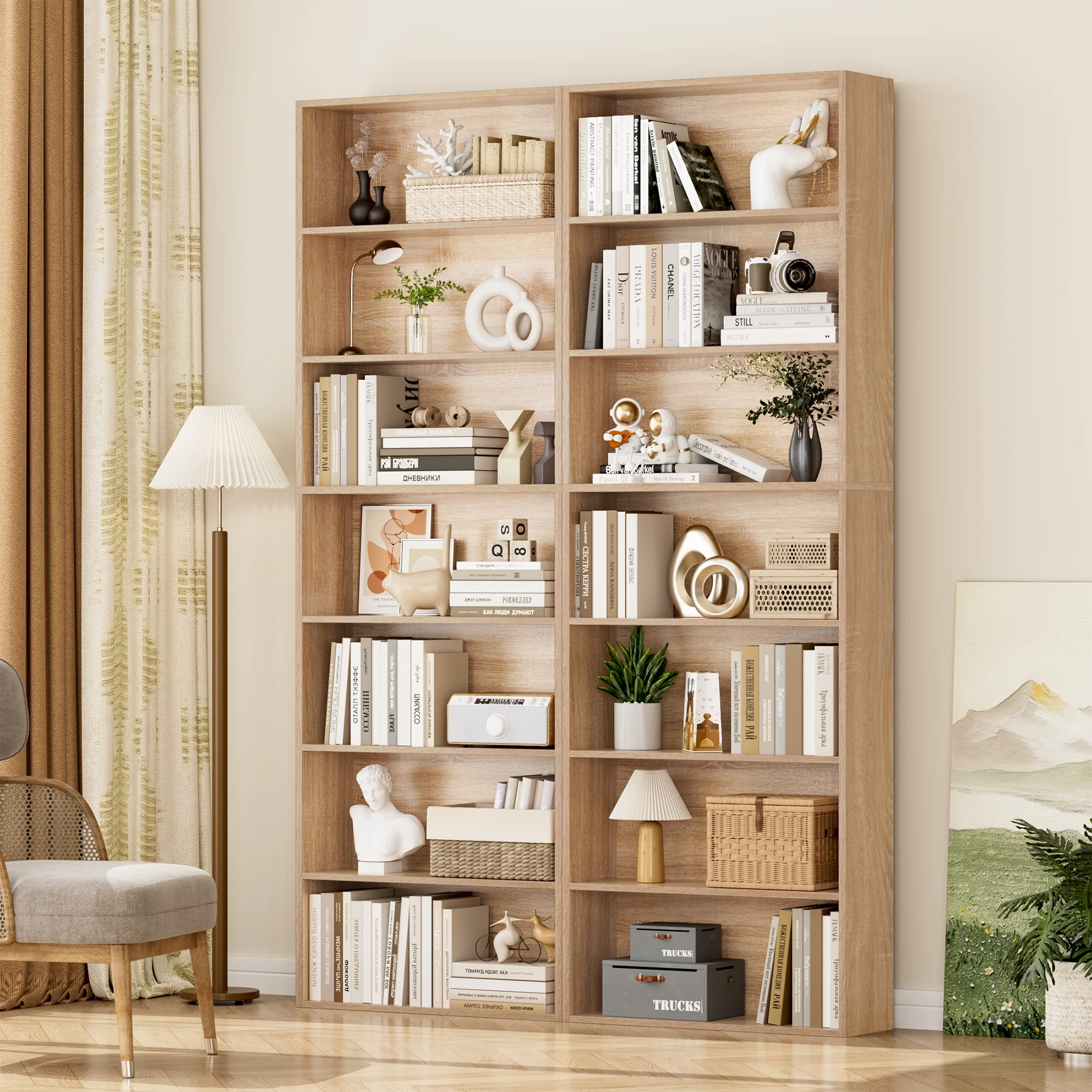 Homfa 82" Tall Bookcases, Freestanding Display Storage Shelves, 7-Tier Open Bookshelf for Home Office Living Room Bedroom, White - Image 16