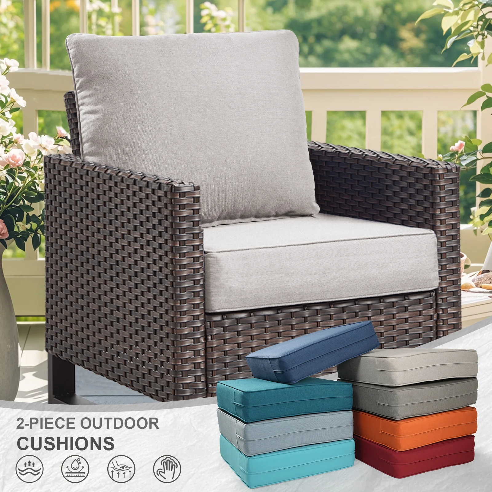 Bellefurn Outdoor Deep Seat Cushion 24 X 24 X 6 inch for Patio Furniture,Outdoor Chair Cushions Waterproof & Fade Resistant Patio Furniture Cushions for Wicker Chair, Sofa, Couch - Image 24