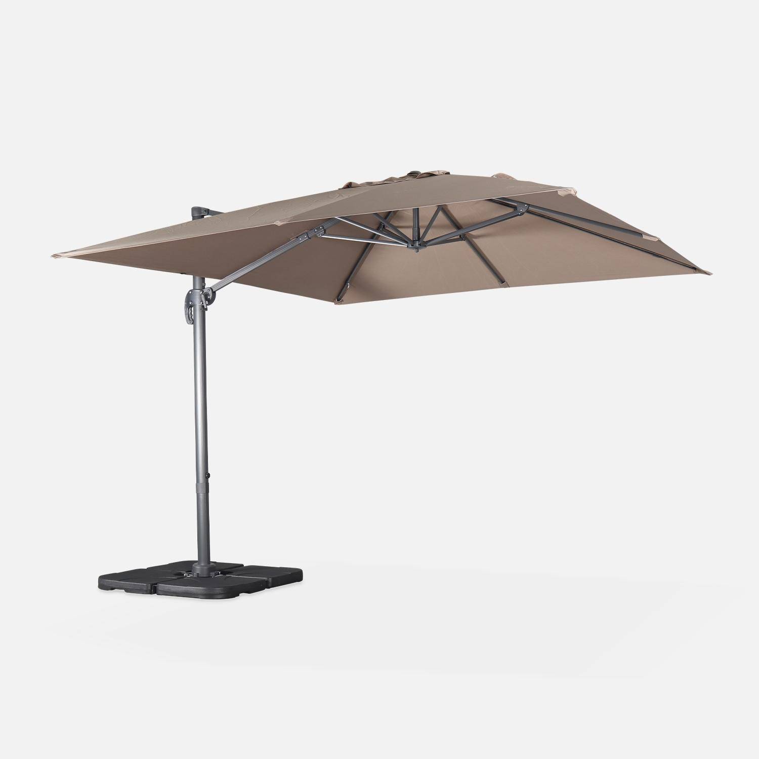 Falgos + losas 50x50cm - Parasol cuadrado excéntrico, 3x3m + placas de lastre 50x50cm