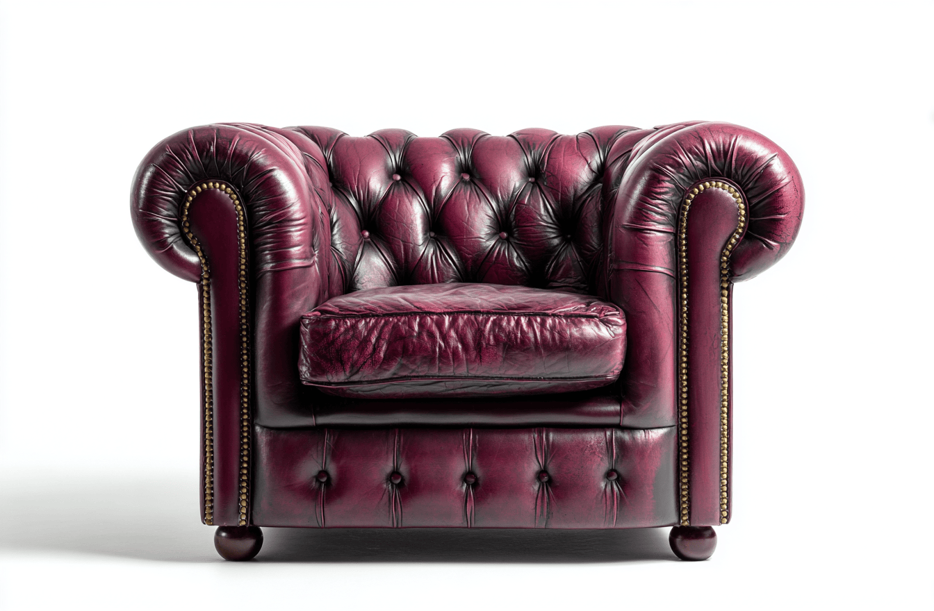 Sillón Chesterfield de cuero auténtico 110×90×75 cm – burdeos – estilo clásico