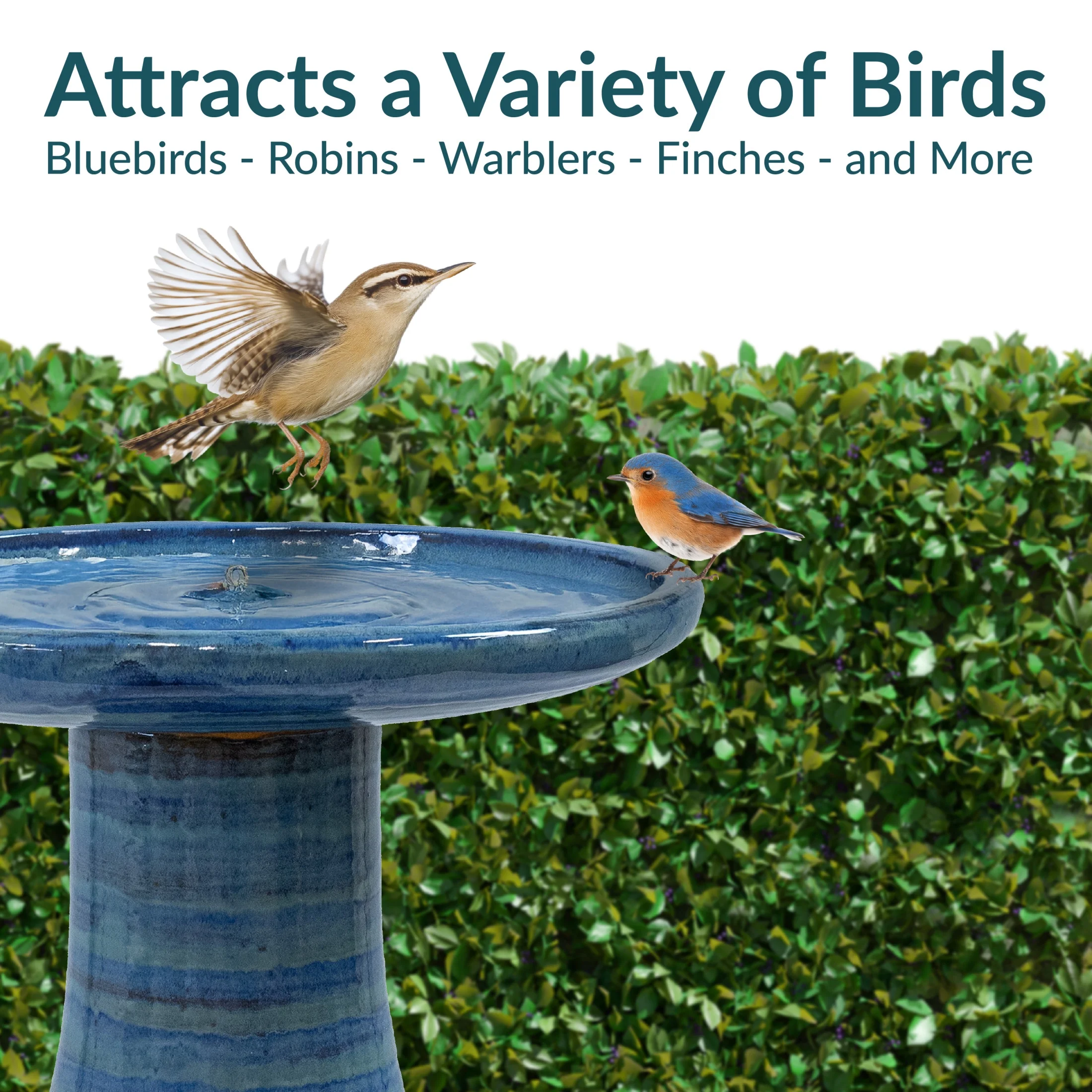 Sunnydaze Freestanding Ceramic Outdoor Bird Bath, Glazed, UV-Resistant Galaxy Blue Finish - Image 18