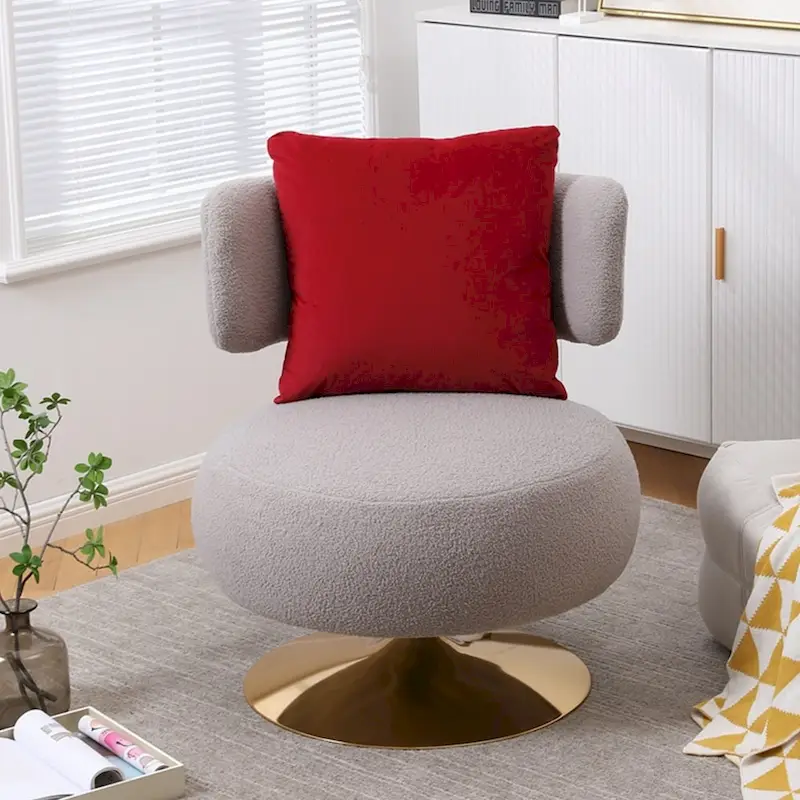 Round Barrel Chair with Fabric and Swivel Design