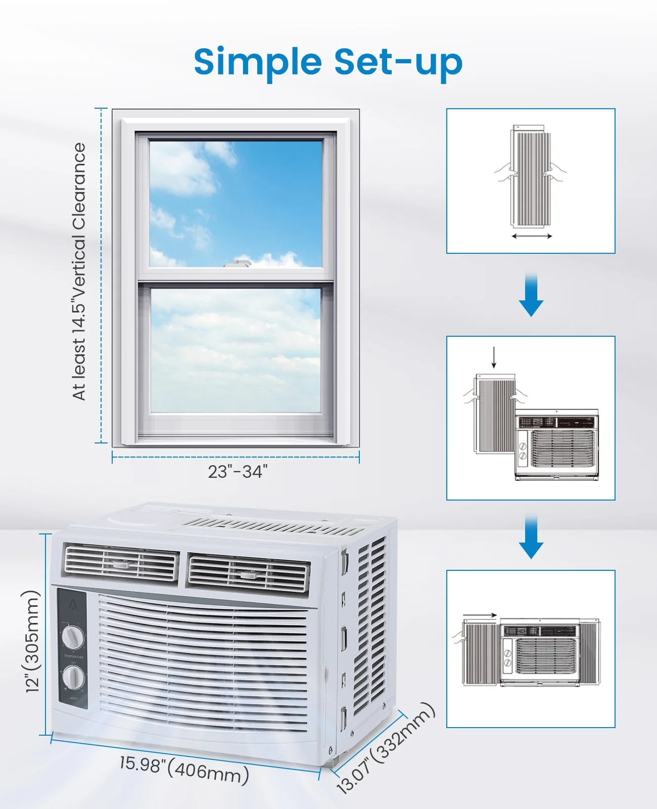 Garvee 5000 BTU Window Air Conditioner,Fast Cooling for Rooms up to 150 Sq. ft,Window Ac Unit with 7 Level Temperature Setting,White - Image 13
