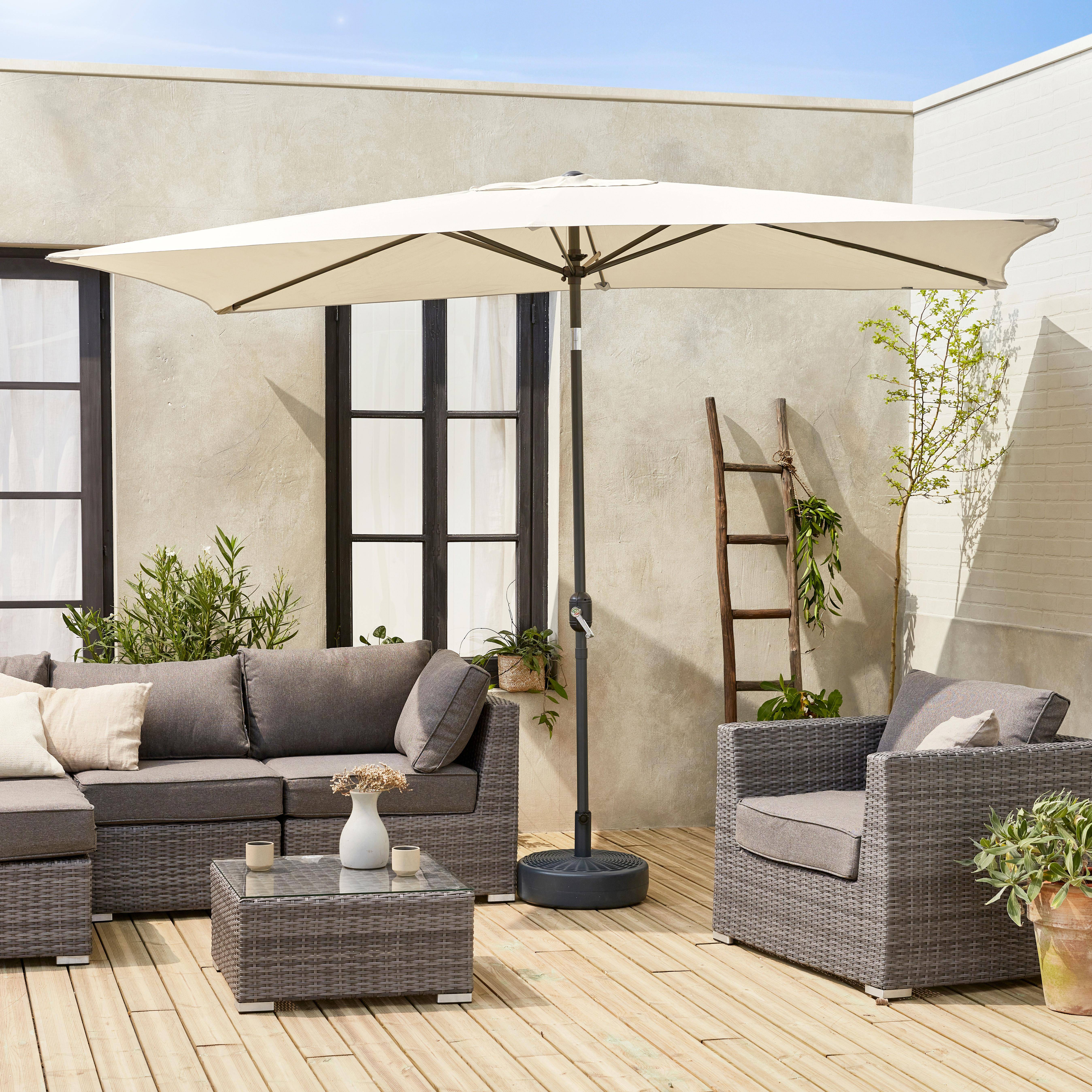 Touquet - Parasol rectangular poste efecto madera, 2x3m