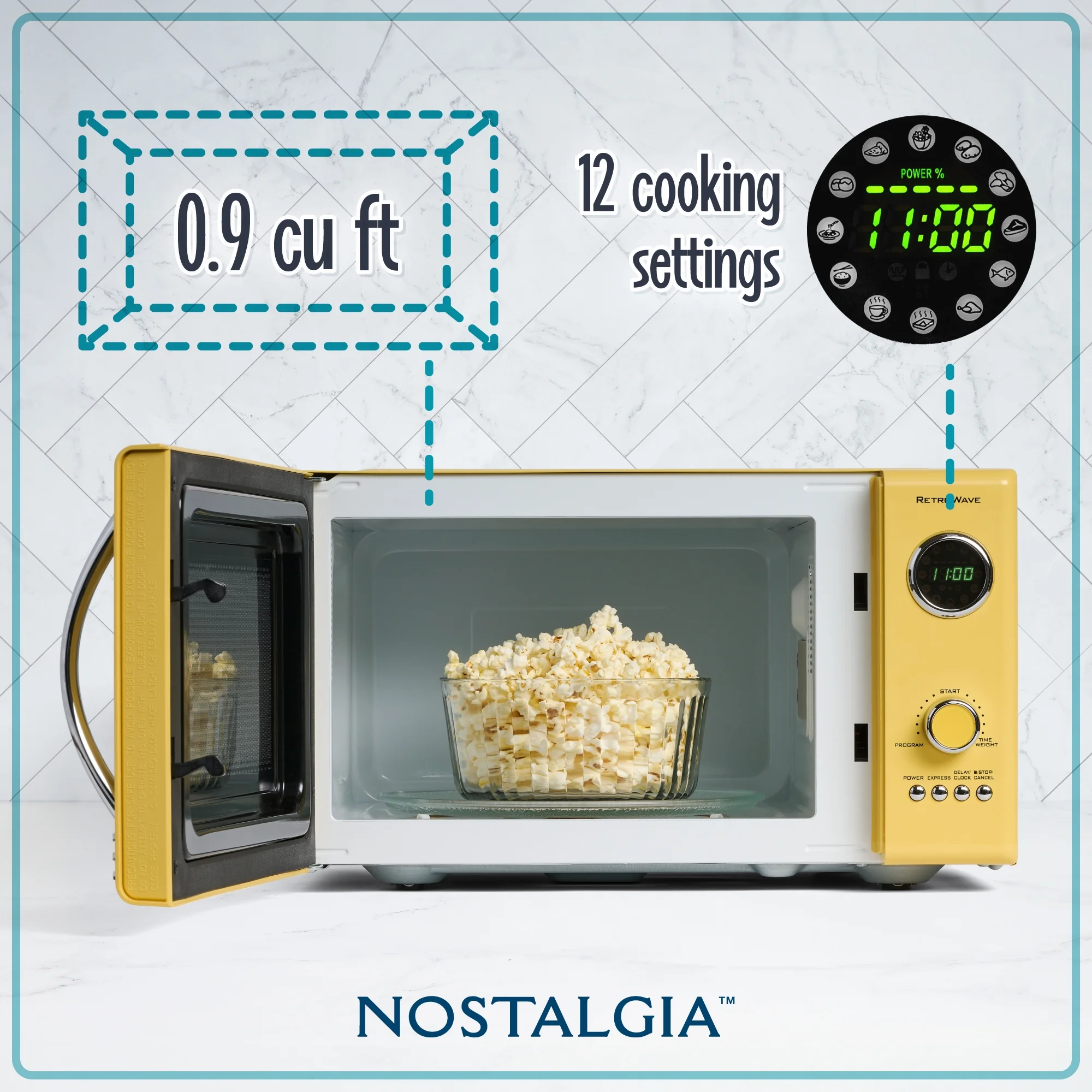 Nostalgia Retro Microwave for Countertop 0.9 cu ft Vintage Microwave, Ivory - Image 42
