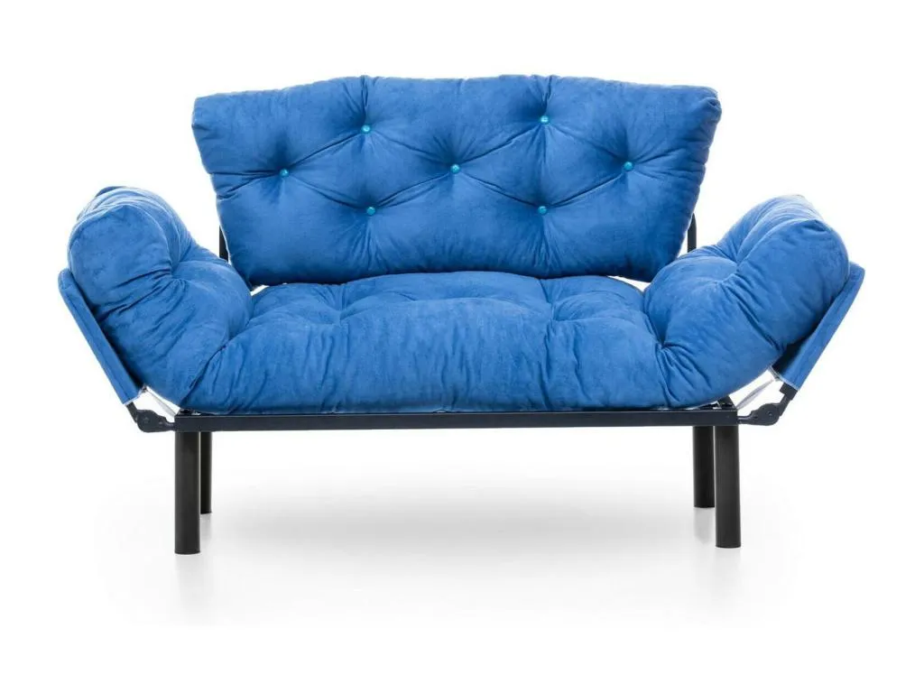Sofá cama 2 plazas Quietena - Sofá transformable - Sofá para invitados - Sillón cama con almacenaje - 155x70 h85 cm - Azul