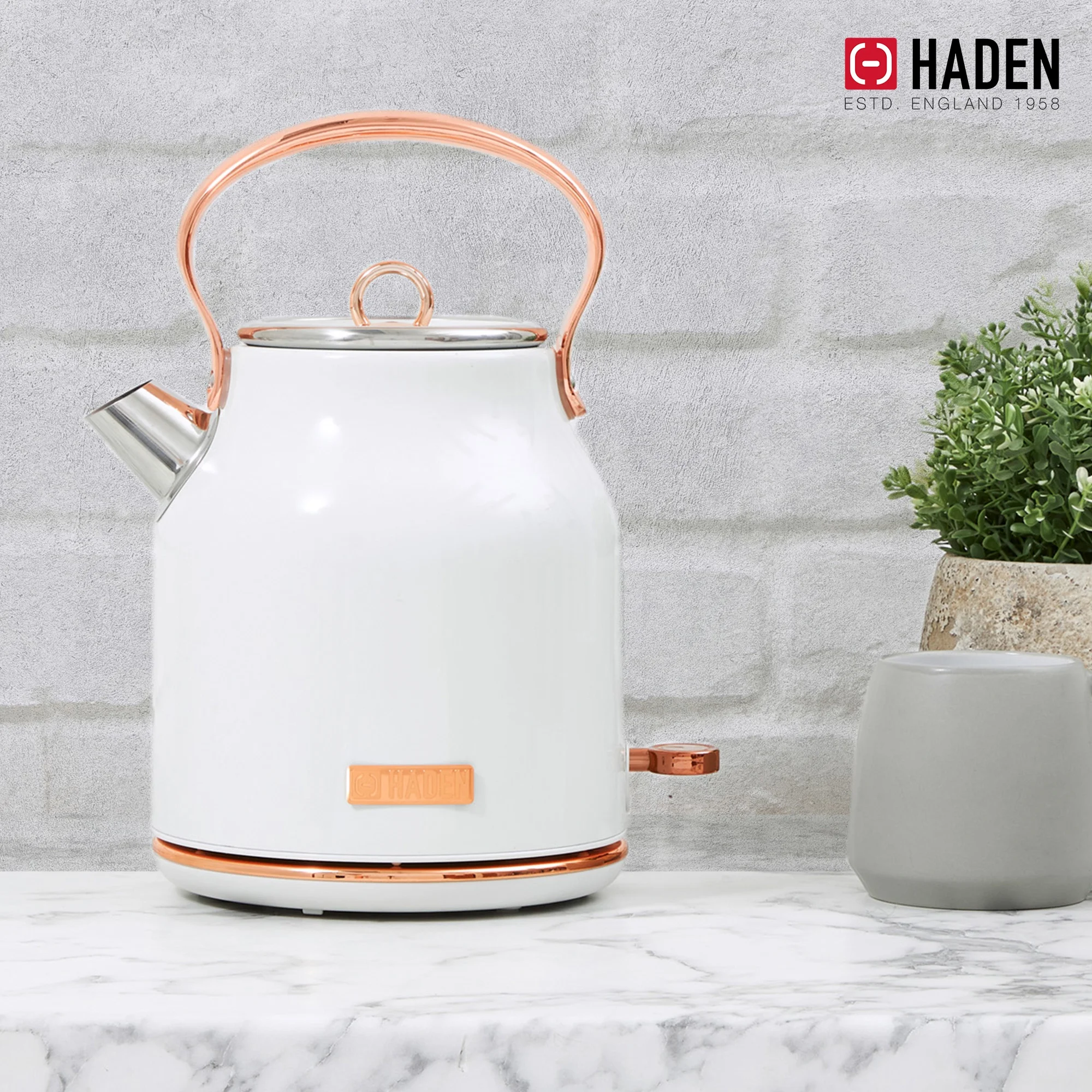 Haden Heritage 1.7 Liter Electric Kettle with 2 Slice Bread Toaster, White - Image 53