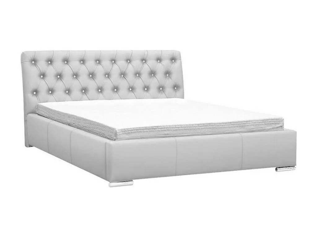 Cama Cosinor 101, doble, blanco, 160x200, cuero ecológico, somieres, 180x227x100cm idr1701831