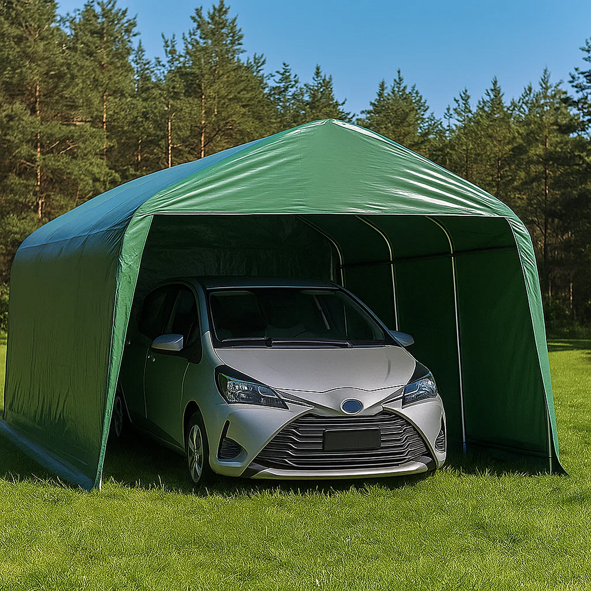 Carpa garaje 3.3x6x2.44 m PE verde con estructura de acero galvanizado