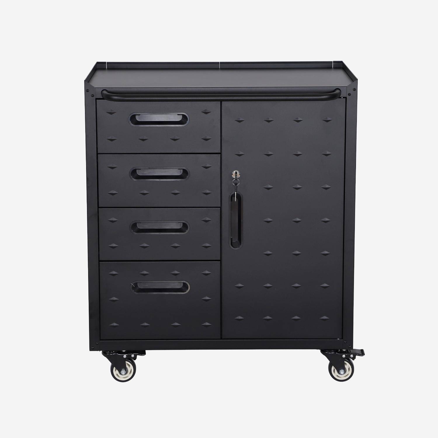 Bobby - Mueble bajo de almacenamiento para garaje con 4 cajones y una puerta