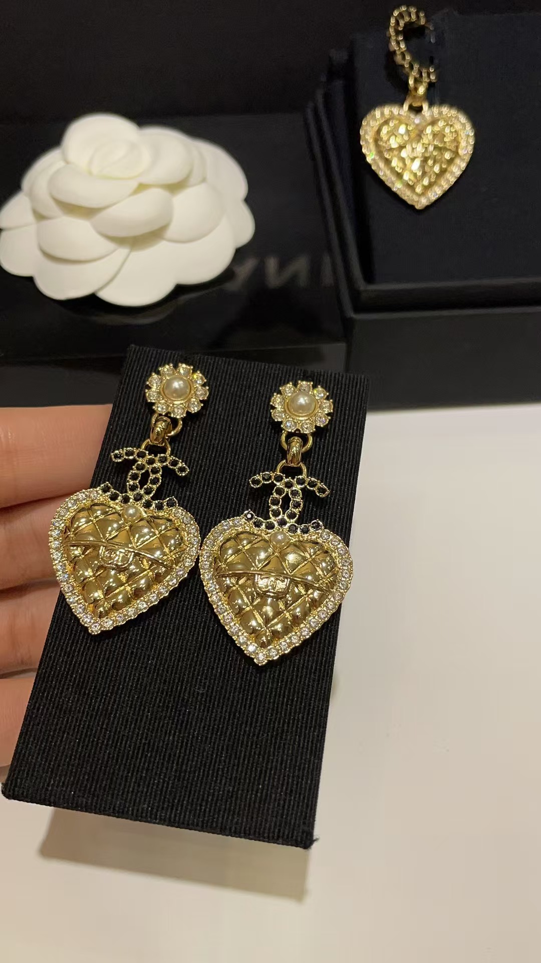 Chanel Love Heart Dangle Earrings - Original Replica Club