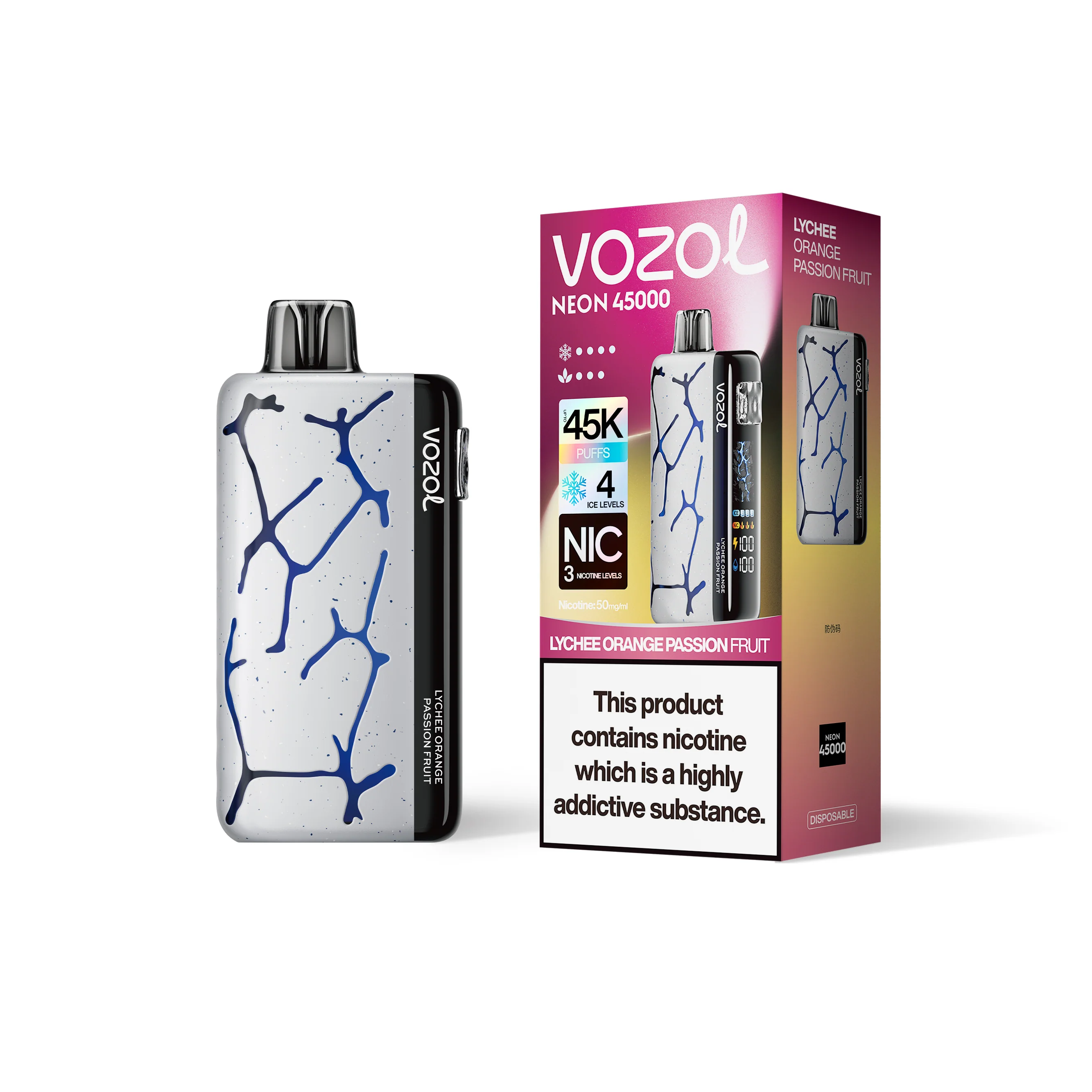 VOZOL NEON 45K eldobható e-cigaretta (minden íz)