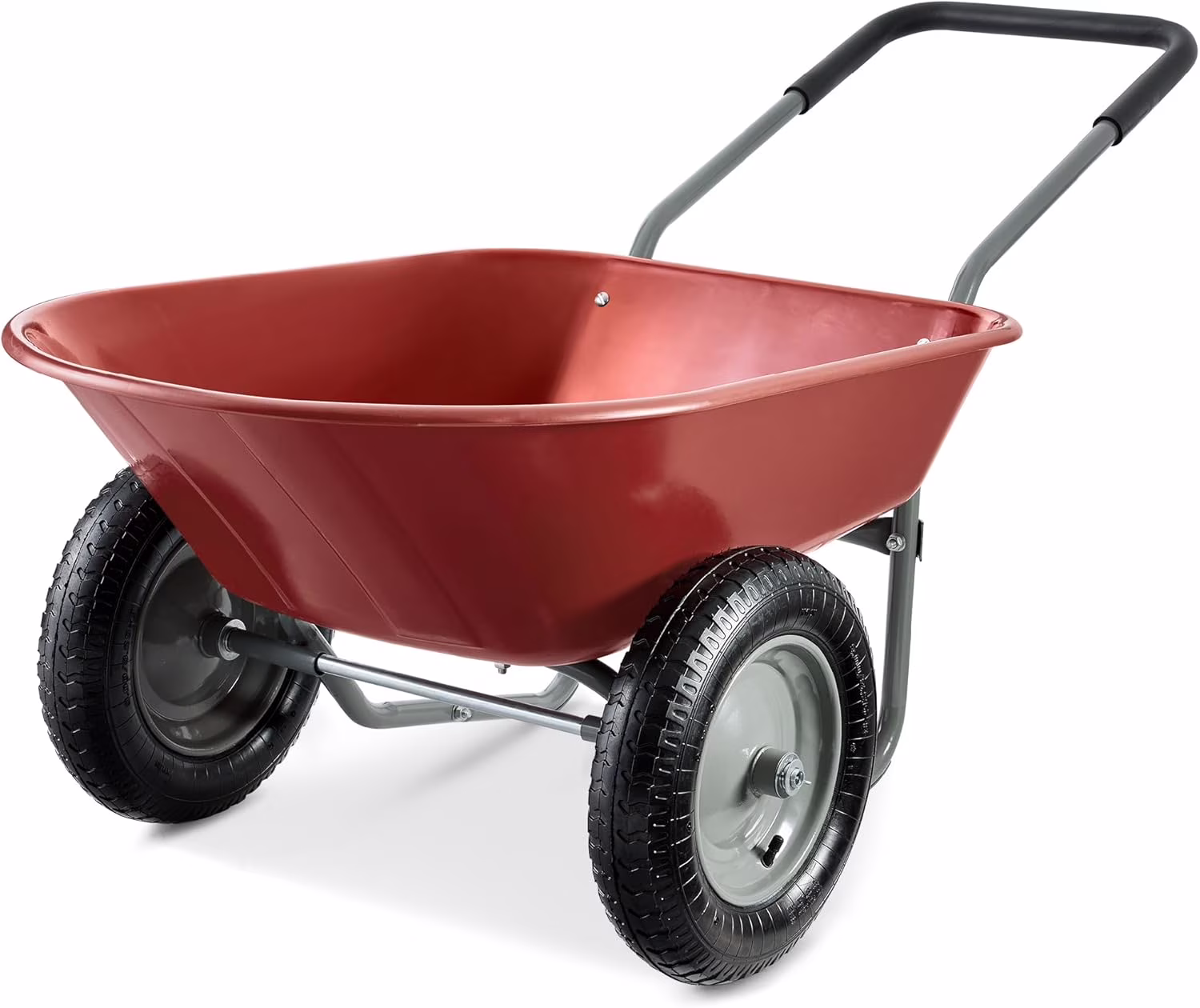ZMMOO Dual - Wheel Home Utility Yard Wheelbarrow Garden Cart W/Built - in Stand for Lawn, Gardening, Construction - Red(5 cu ft/Bright Green)