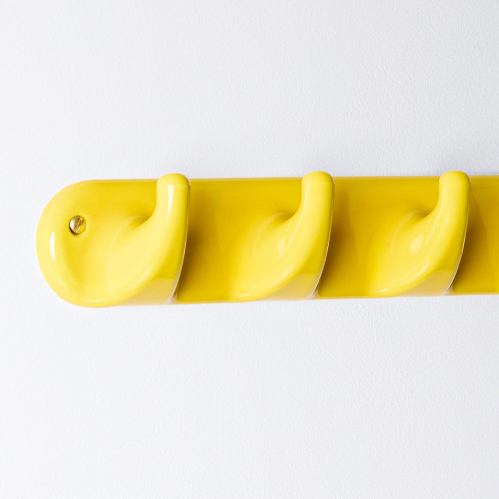 Patere 4 crochets en porcelaine - Jaune