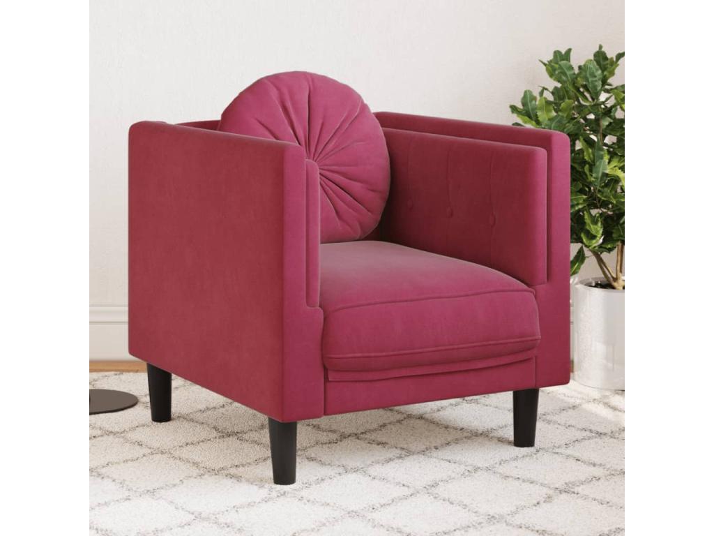 Sillón con cojín terciopelo rojo tinto