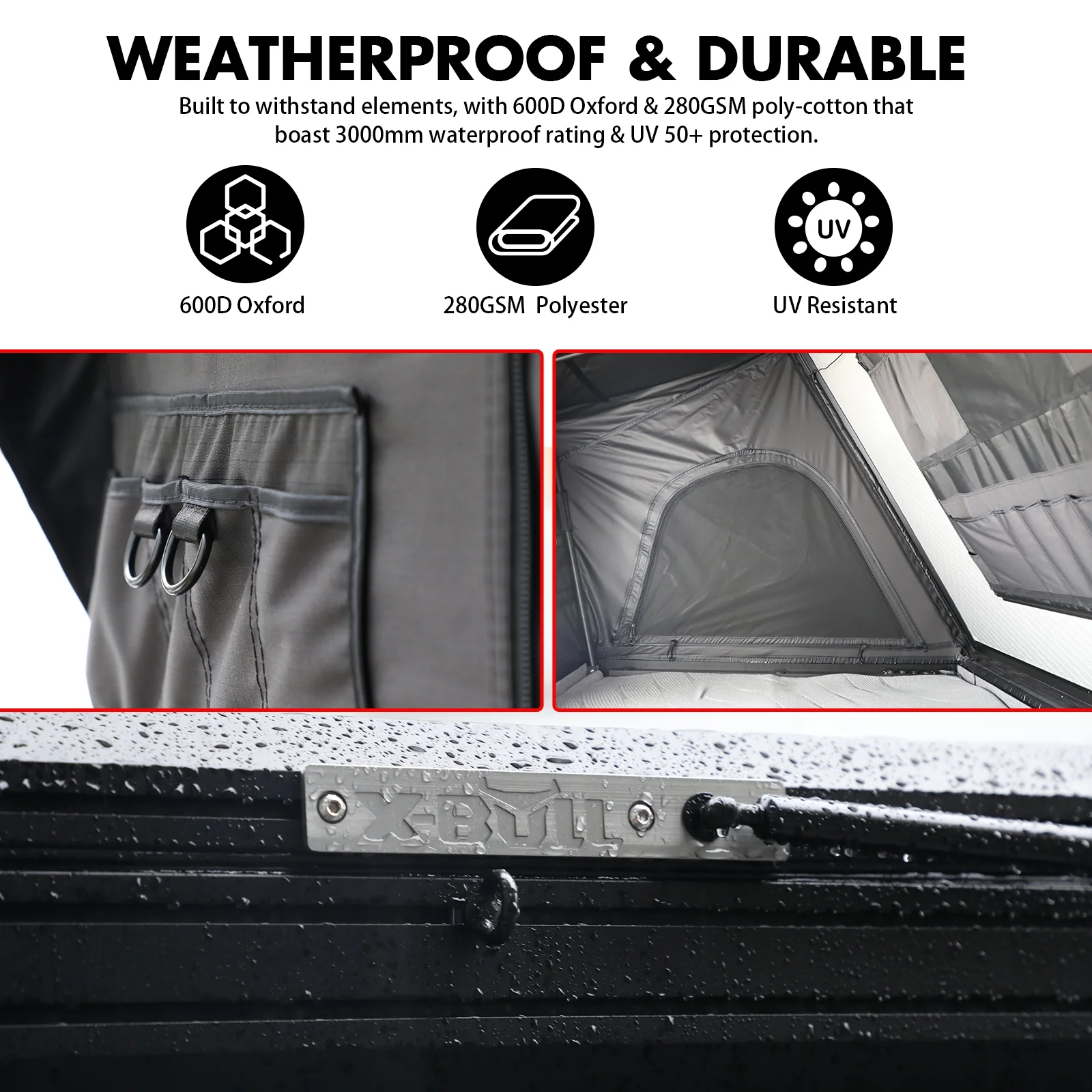 X-BULL Hard Shell Roof Top Tent with Ladder and Mattress - Image 4