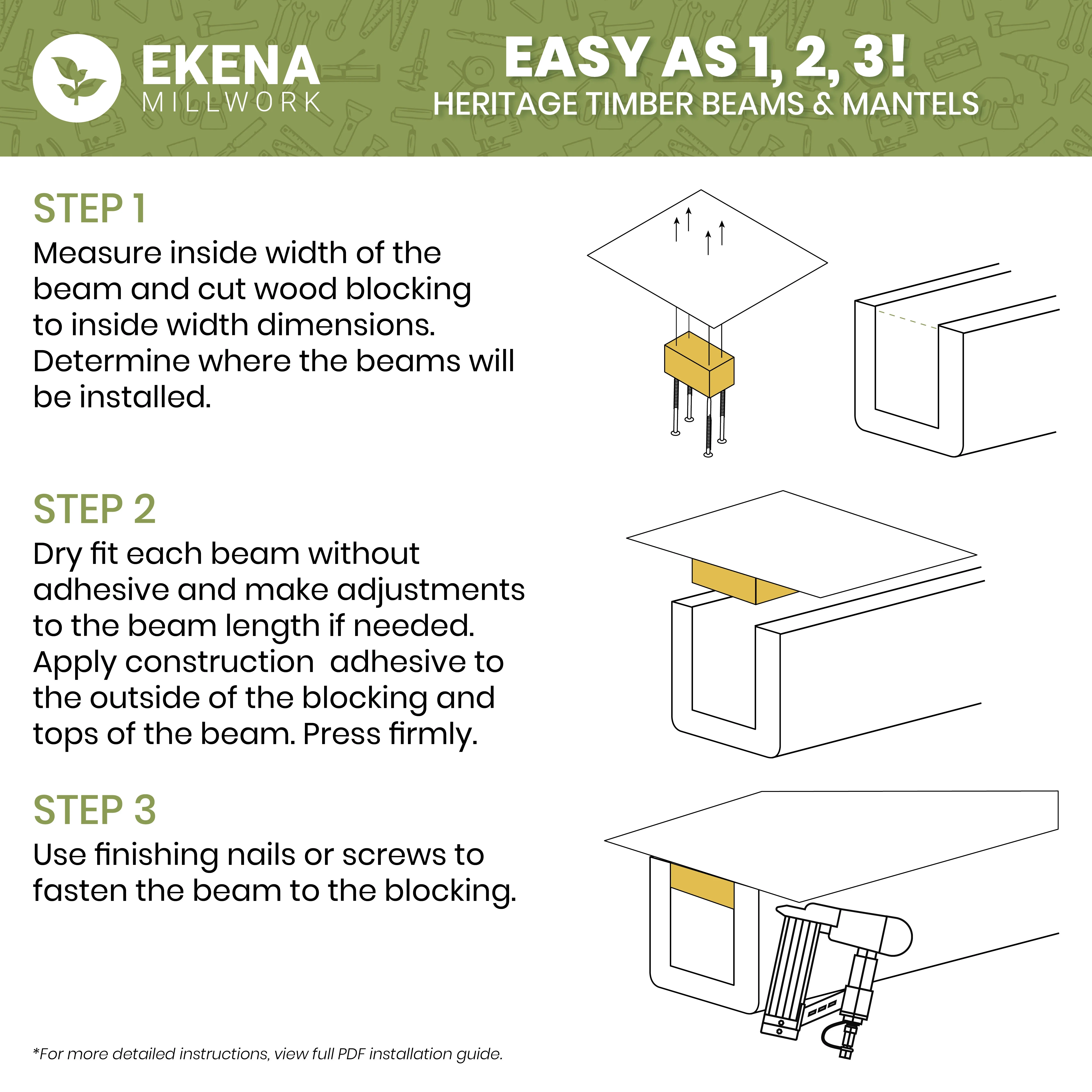 Ekena Millwork 3 1/2"W x 3 1/2"H x 120"L 3-Sided (U-Beam) Salvaged Timber HeritageTimber Faux Wood Ceiling Beam, Kona Brown - Image 60