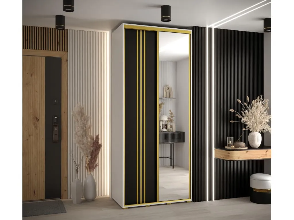 ARMARIO Kavehomedeco 7 DE PUERTAS CORREDERAS 235.2/120/45 2 puertas (Blanco/Negro/Oro) UGTD32992