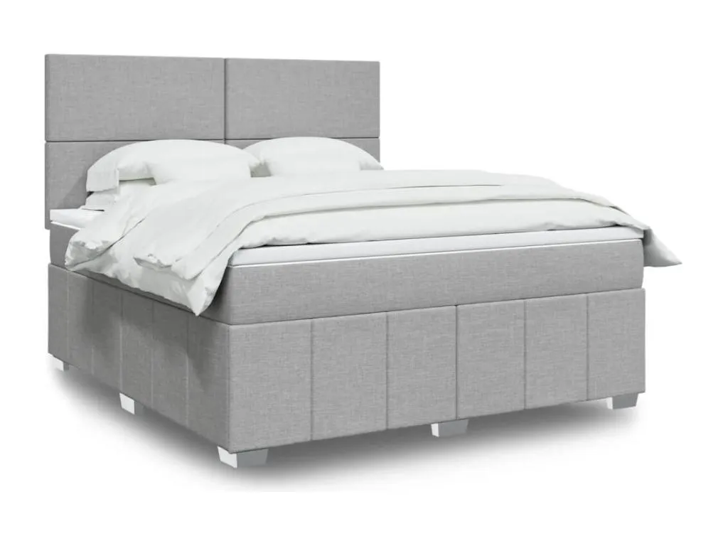 Cama box spring con colchón tela gris claro 180x200 cm imo3522884