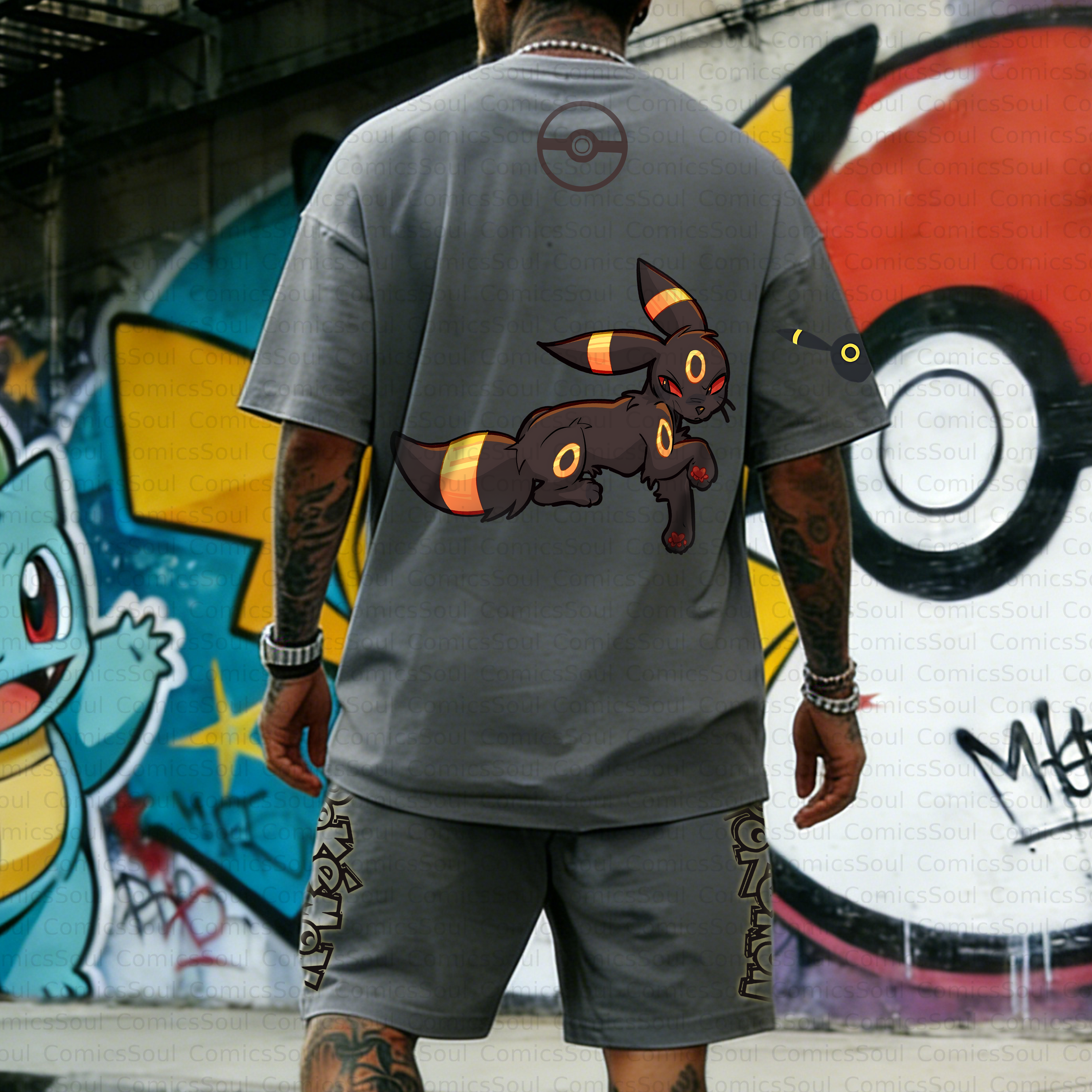 Unisex Anime Inspired Vintage T-shirt& Shorts 2 Pieces Set