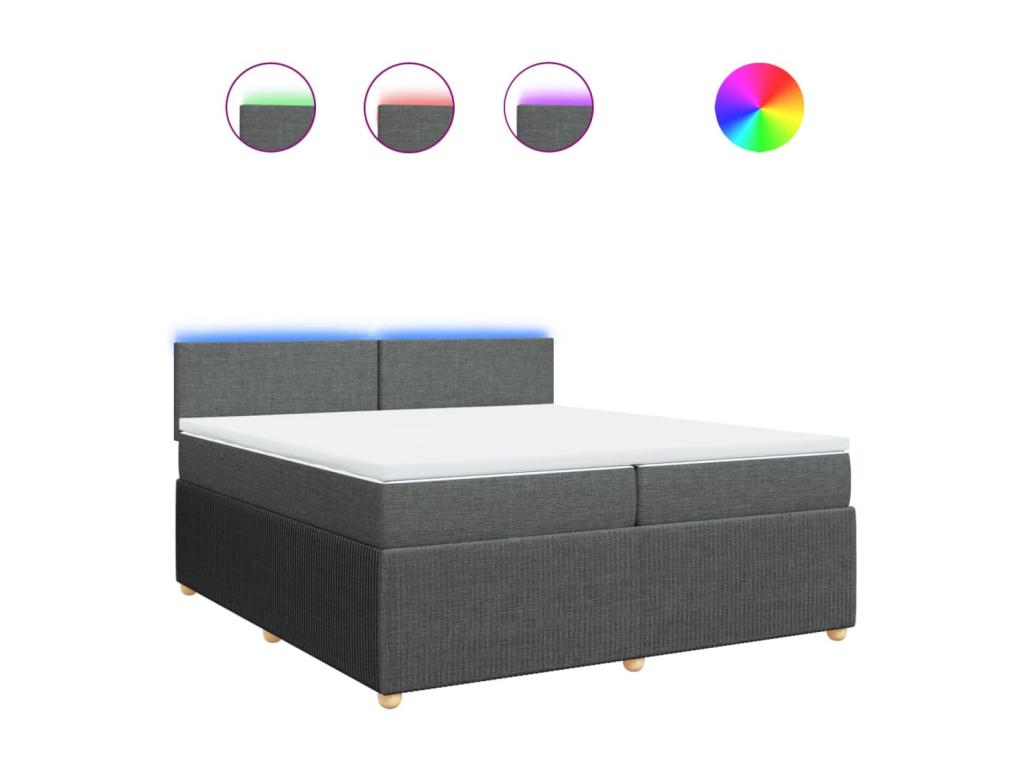 Cama box spring con colchón tela gris oscuro 200x200 cm
