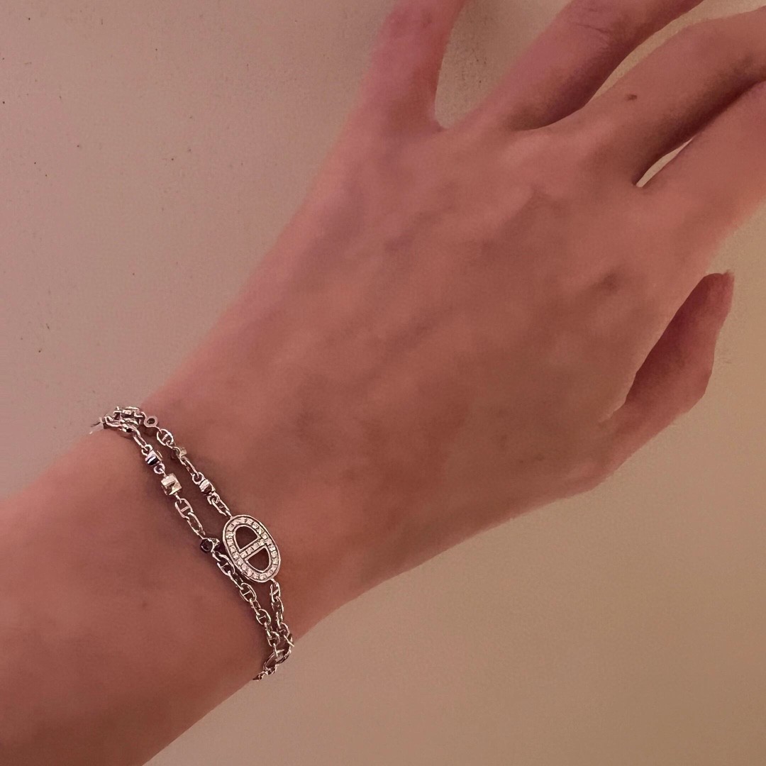 Hermes OT Clasp Two Layers Pig Nose Silver Bracelet - Original Replica Club