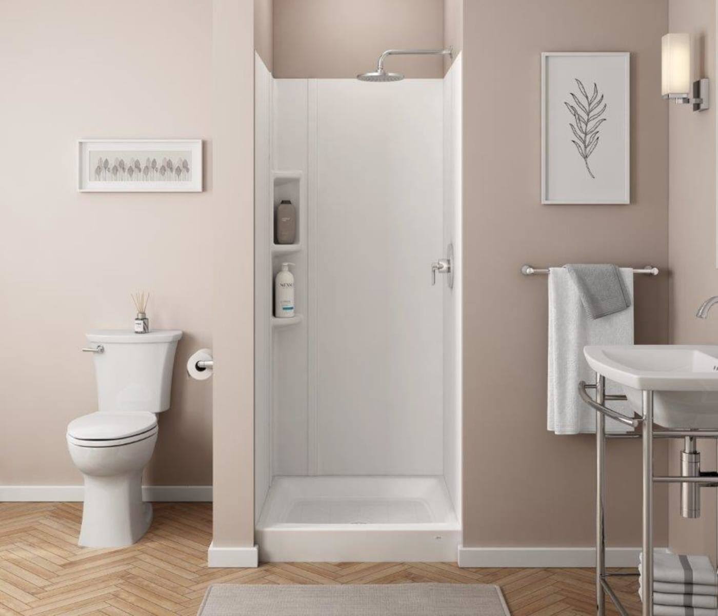 American Standard Mainstream 32-in x 72-in White 4-Piece Shower Panel Kit | 2950SWT32.011