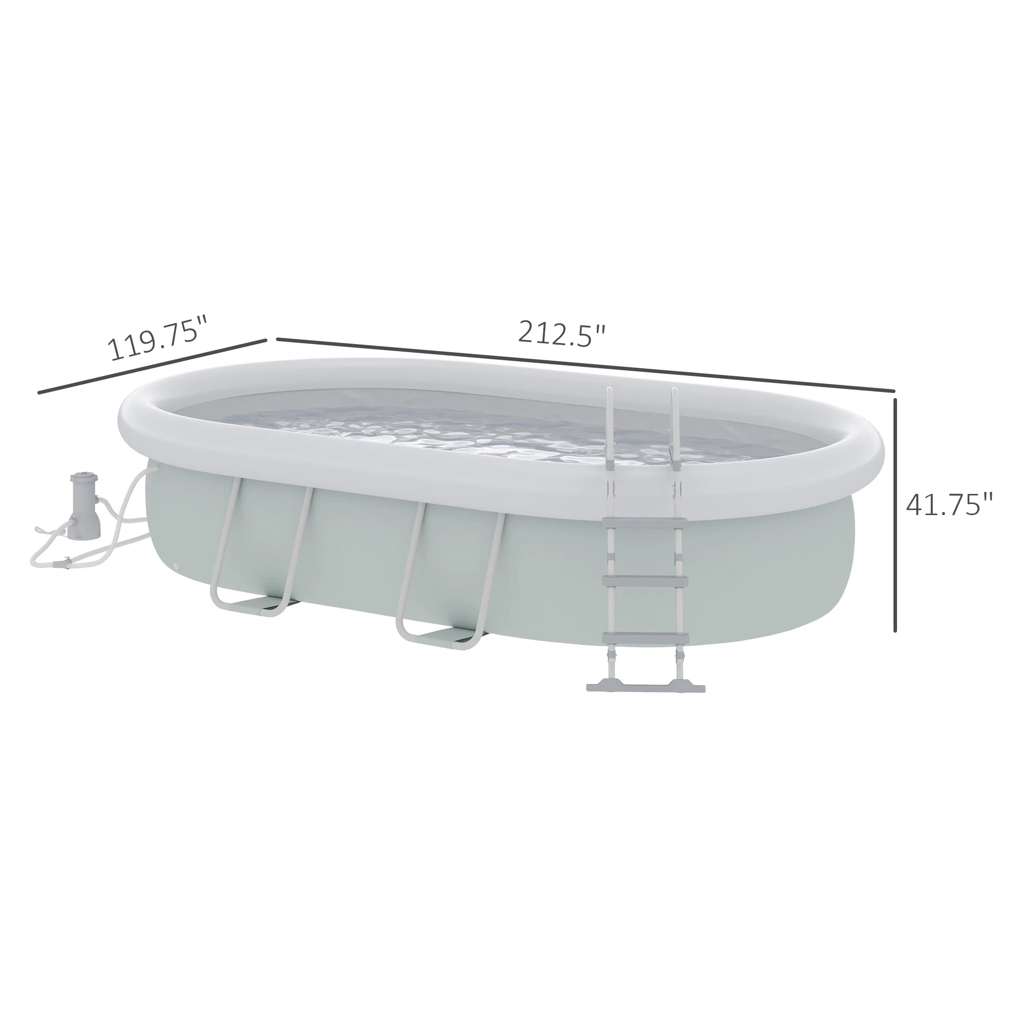Outsunny Above Ground Swimming Pool, Semi-Inflatable Frame Pool, Brown - Image 16