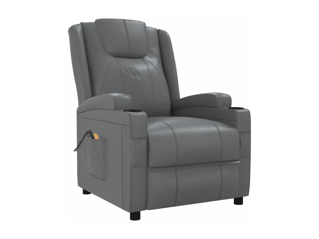 Sillón de masaje de cuero sintético gris antracita