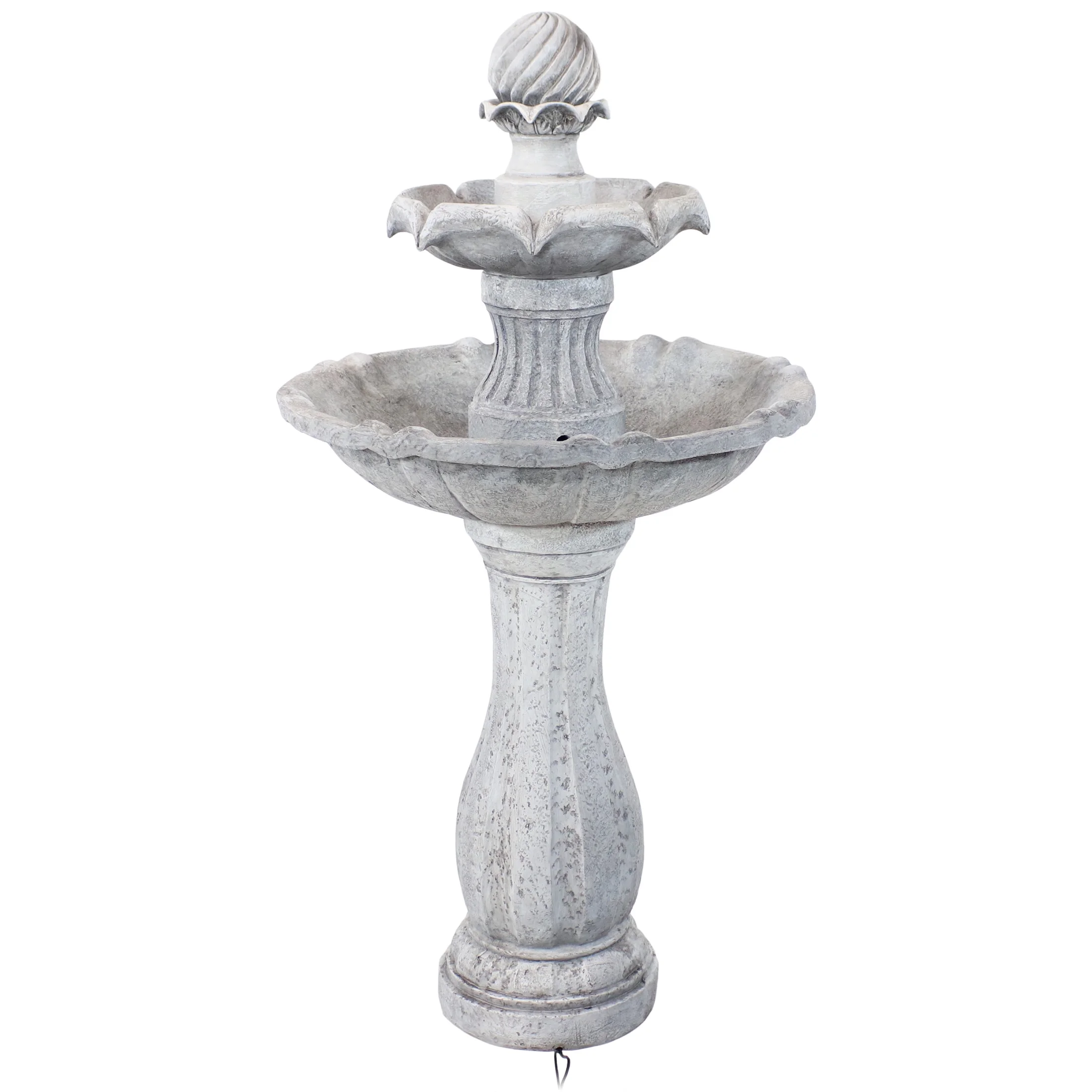 Sunnydaze 45" 2-Tier Arcade Solar Outdoor Water Fountain with LED - Earth - Image 26