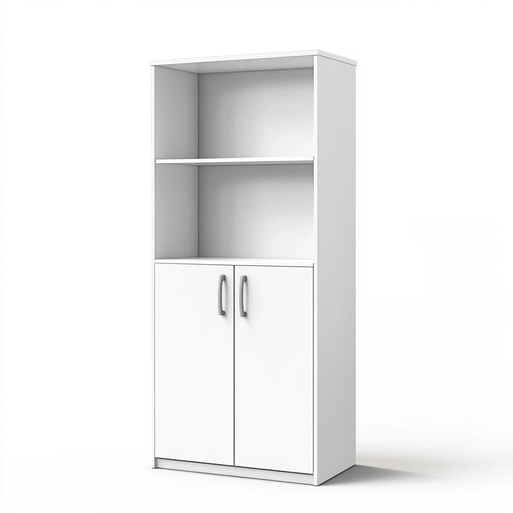 Armario de oficina blanco con patas altas y puertas, ideal para sala de estar u oficina, almacenamiento práctico, diseño minimalista, 180x80x30 cm