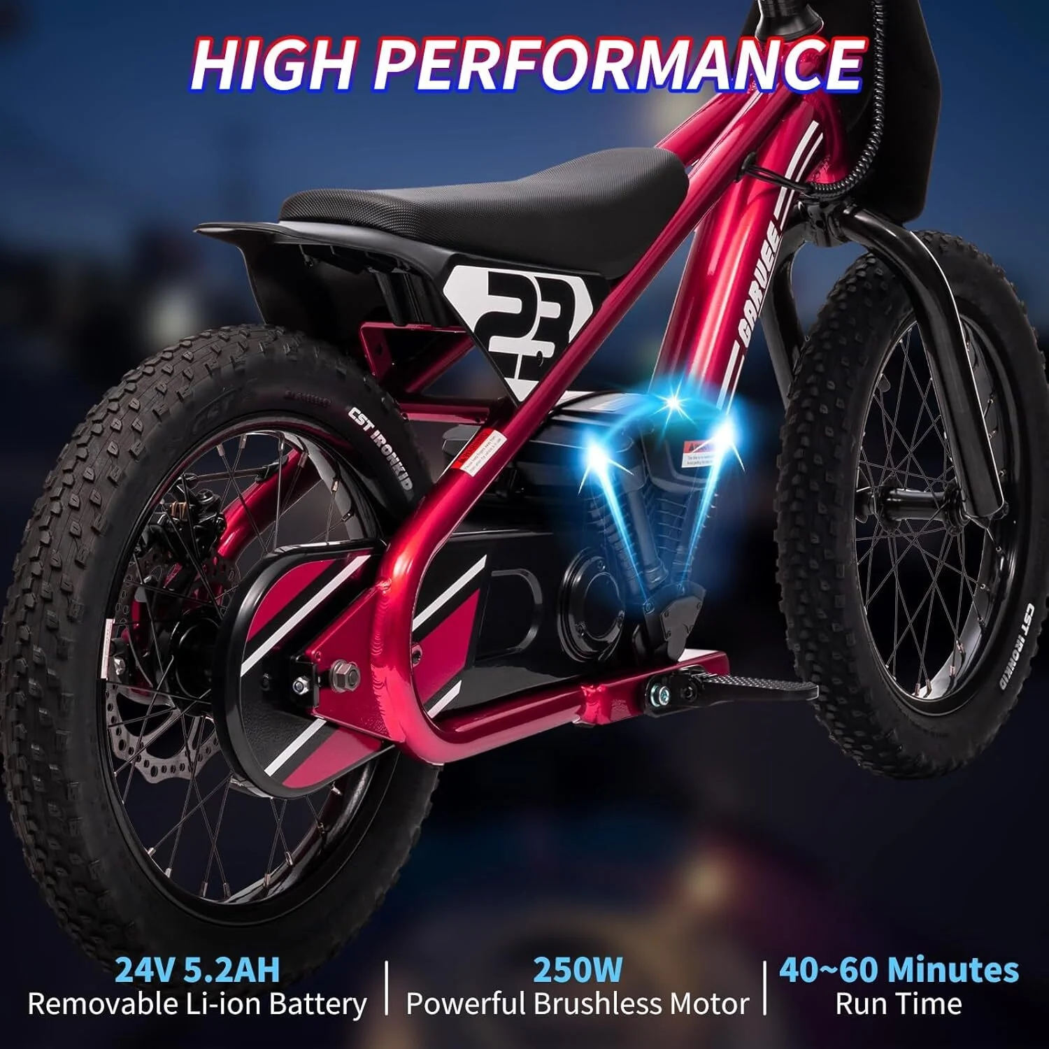 Aoile Electric Dirt Bike for Kids, 24V 5.2Ah Electric Motorcycle with 16" Tires, Electric Balance Bike w/Adjustable Speeds & Detachable Battery, Black - Image 16