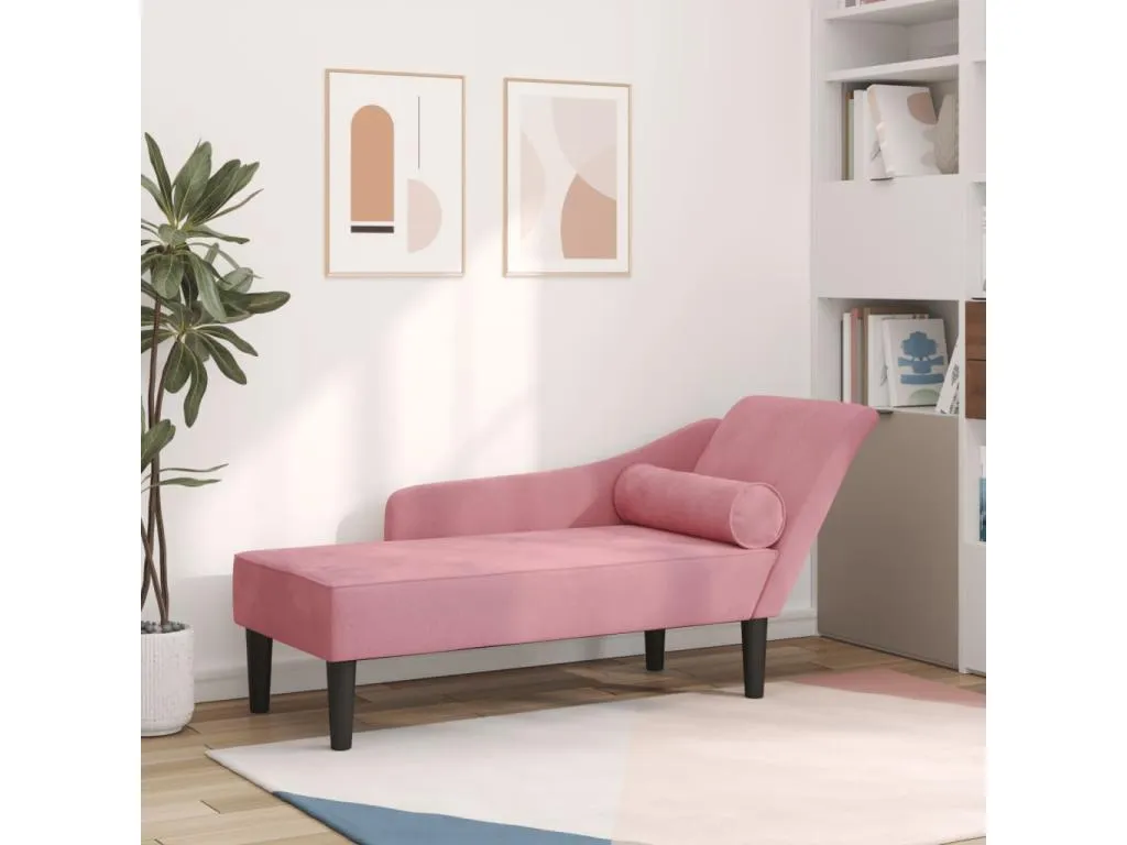 Sillón con cojines de terciopelo rosa