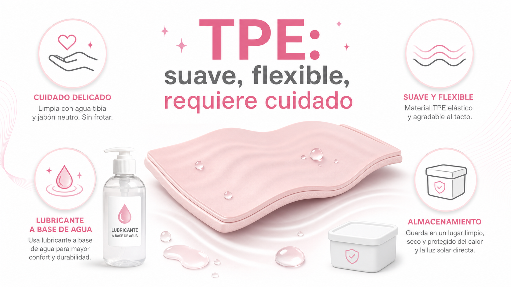 Infografía con seis pasos para limpiar un onahole de TPE
