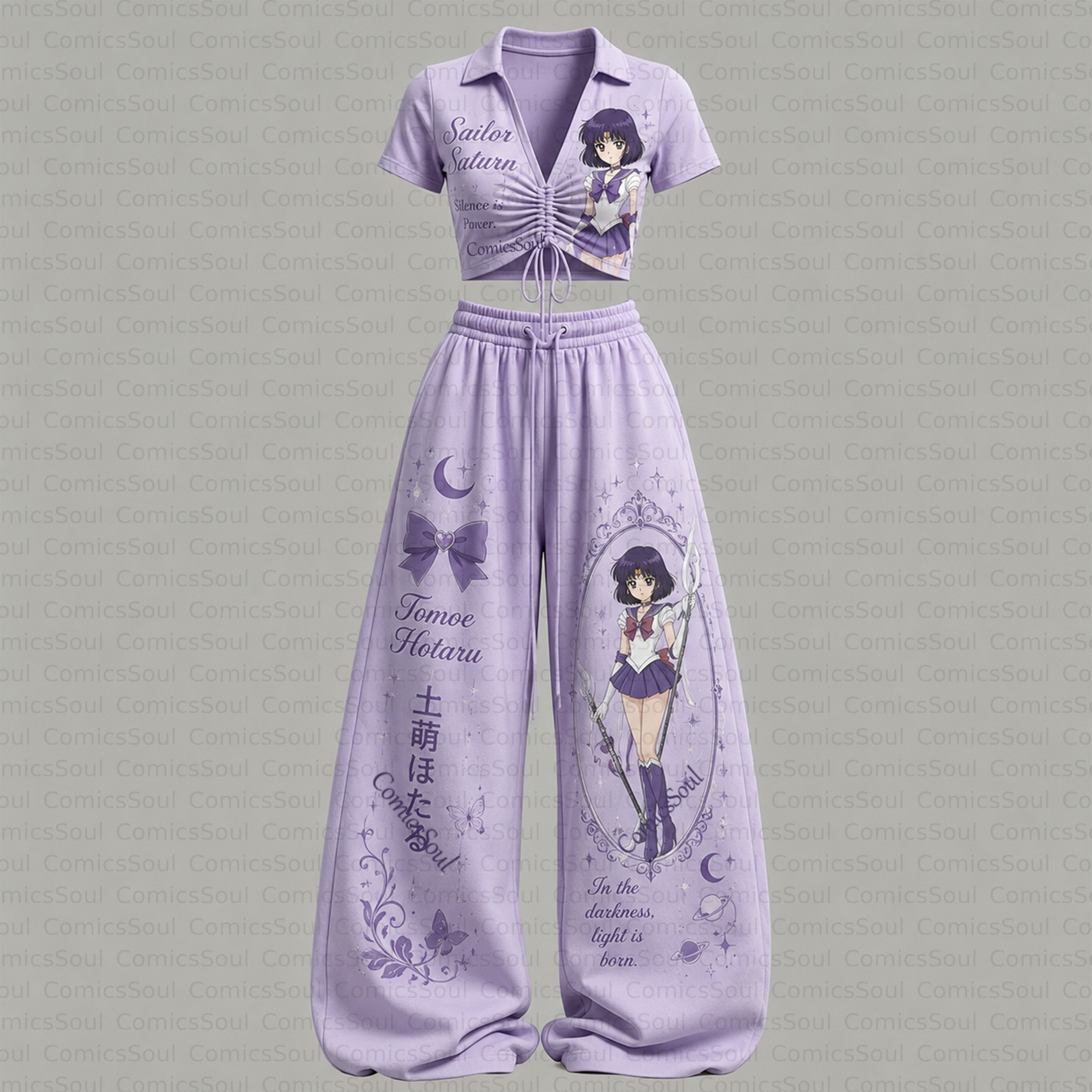 Sailor Moon Drawstring Short Sleeve Top & Long Pants Two-Piece Set