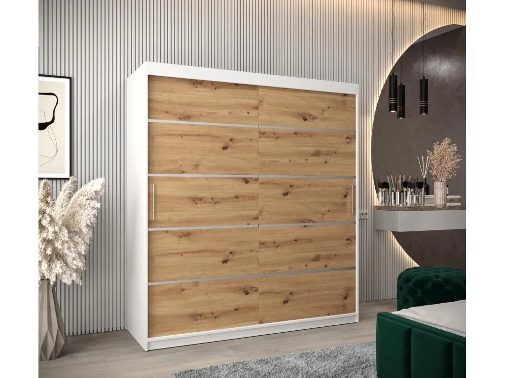 ARMARIO Kavehomedeco 1 DE PUERTAS CORREDERAS 200/180/62 2 puertas (blanco/artisan) 02082JVFL