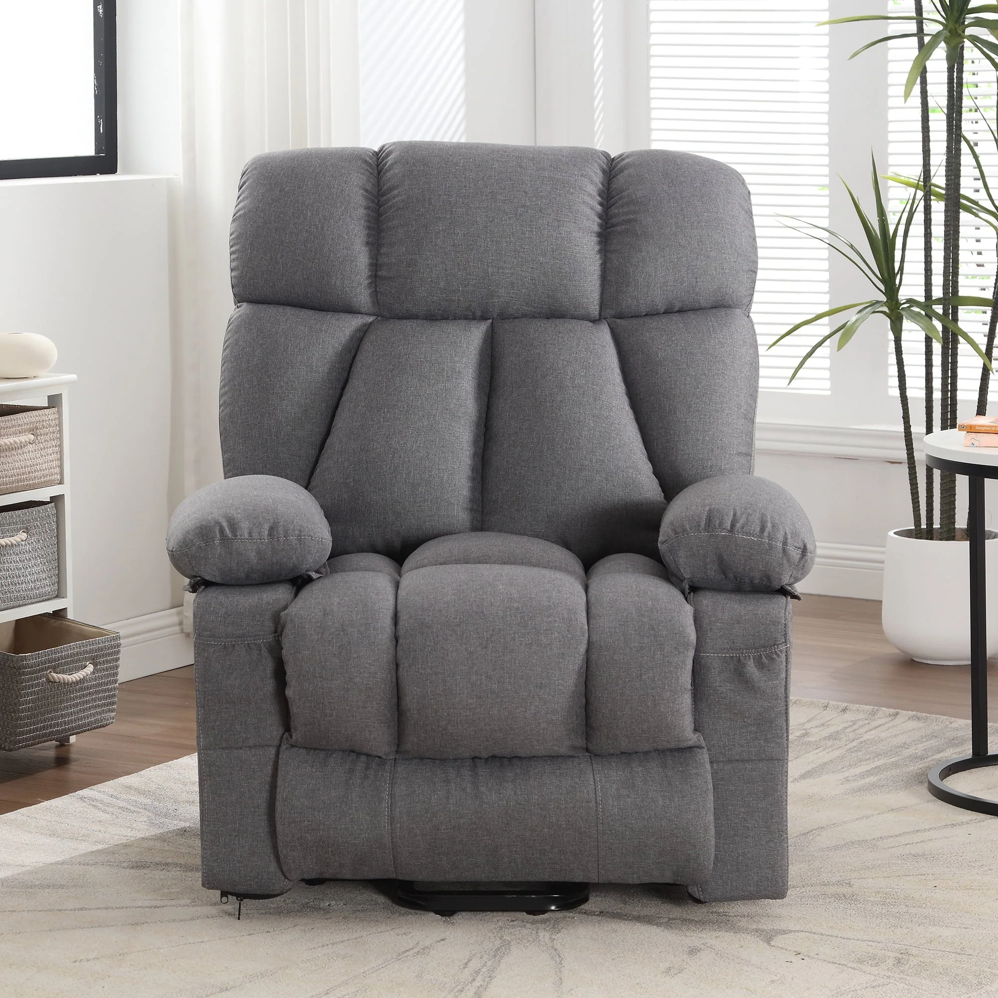 JONPONY Power Lift Recliner Chair Recliners for Elderly with Heat and Massage Recliner Chair for Living Room with Infinite Position and Side Pocket,USB Charge Port,Grey - Image 5
