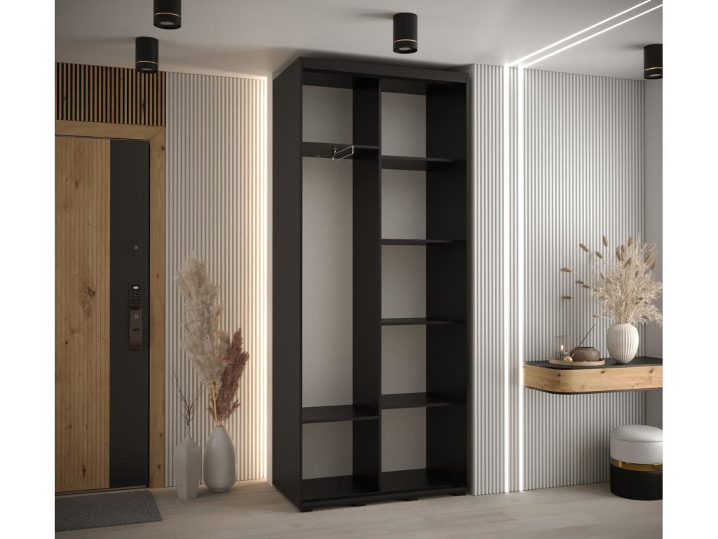 Armario de puertas correderas 235x110x45 cm - negro