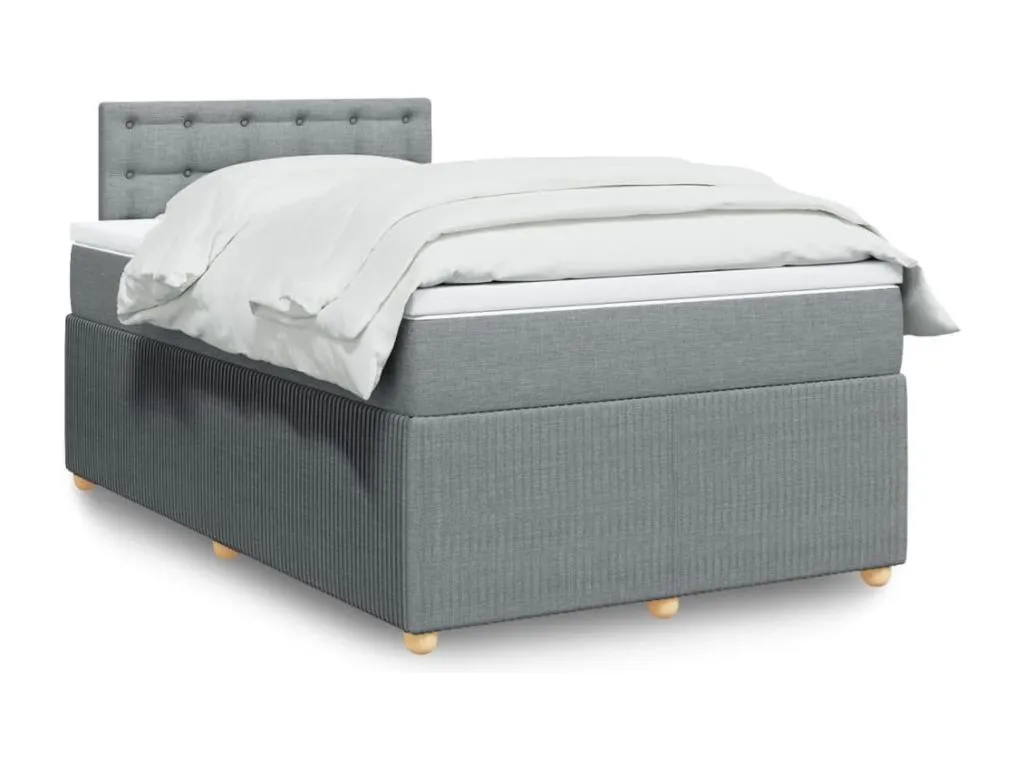 Cama box spring con colchón tela gris claro 120x190 cm qhe3519661