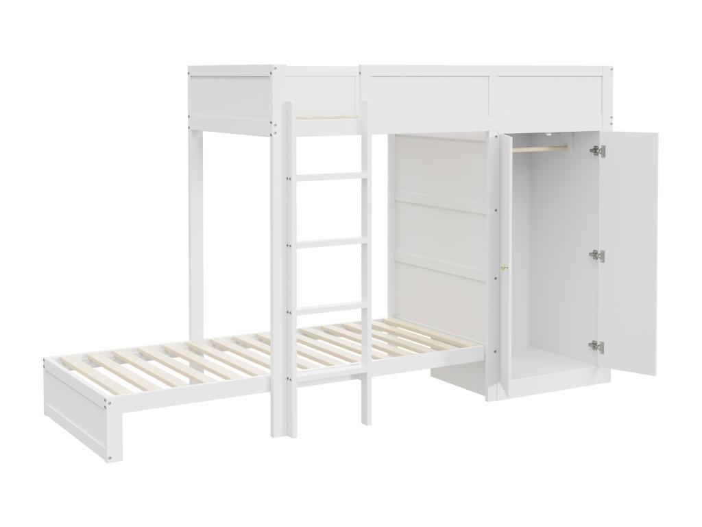 Litera 90x200cm - cama infantil con armario - barrera Hominor de seguridad - cama juvenil