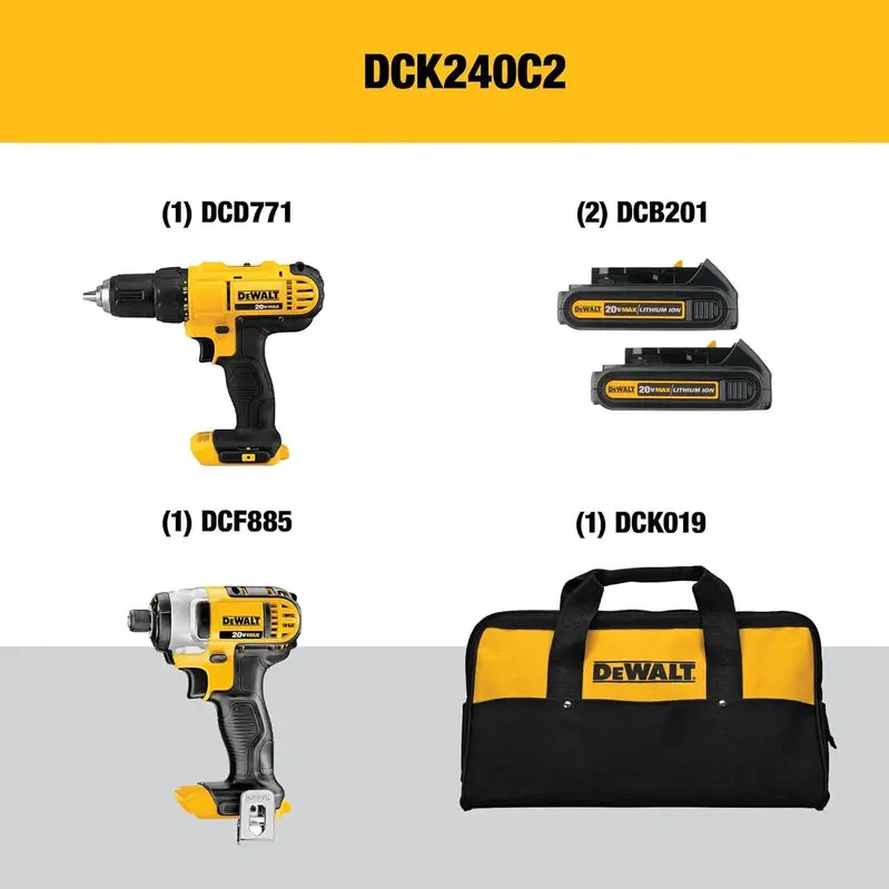 20V MAX Cordless Drill And Impact Driver Combo Kit With 2 Batteries And Fast-Charging Station - DCD771 - Image 3 20V MAX Cordless Drill And Impact Driver Combo Kit With 2 Batteries And Fast-Charging Station - DCD771 - Image 3