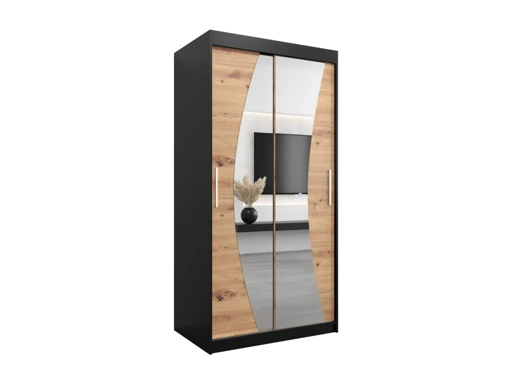 Armario Decounico de puertas correderas 200/100/62 2 puertas (negro/artisan)