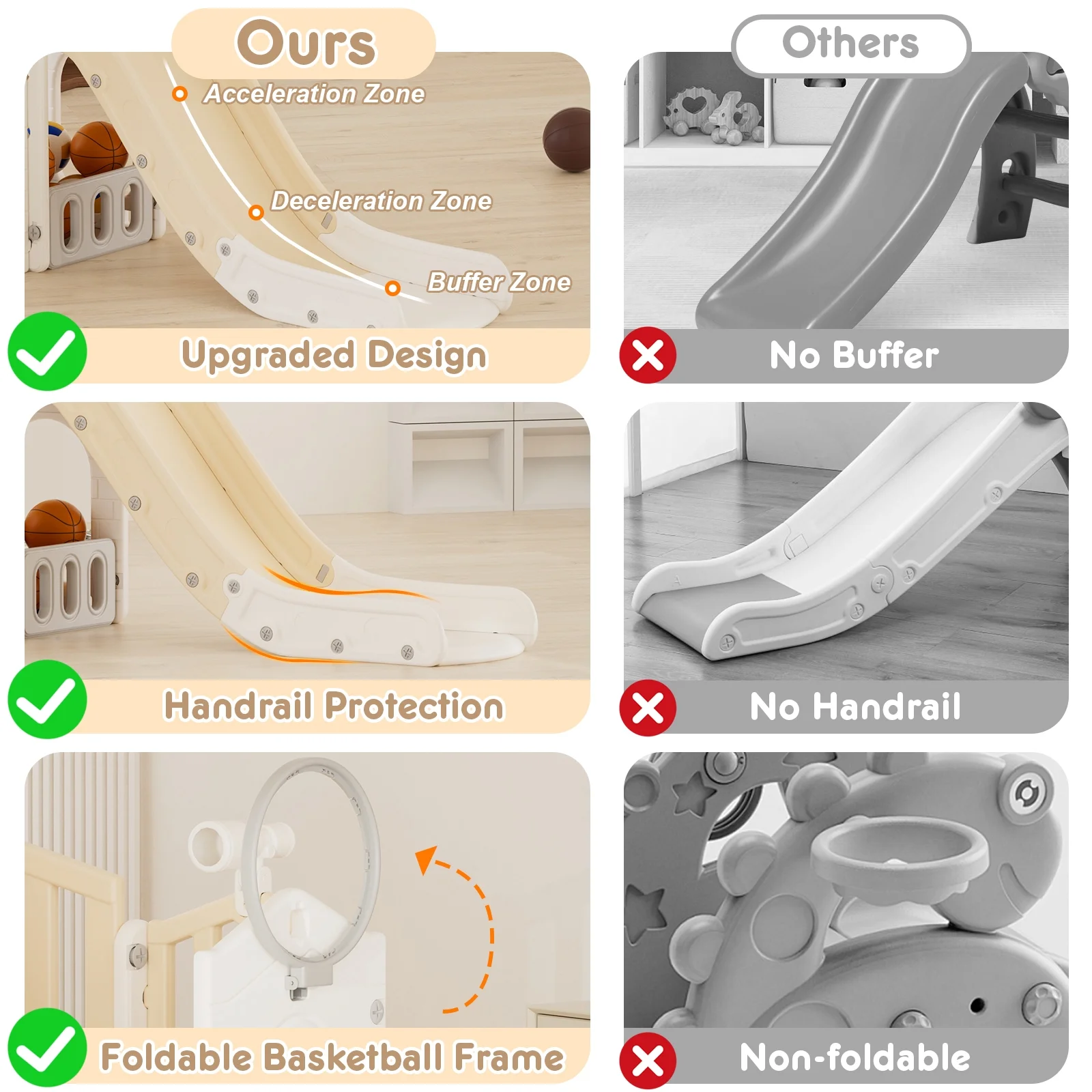 Korimefa 11-in-1 Toddler Slide Set with Golf, Basketball Hoop, Kids Slide for Toddlers Age 1-4, Climber Slip and Slides, Baby Outdoor Toys - Image 52